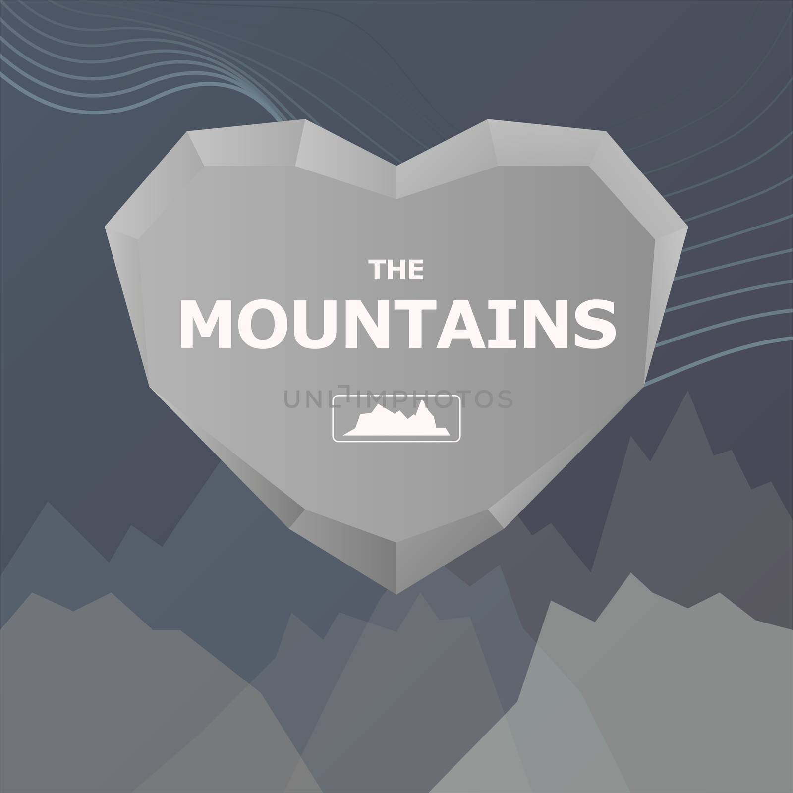 Logo for the company. Heart and stone mountains with place for text. by Adamchuk