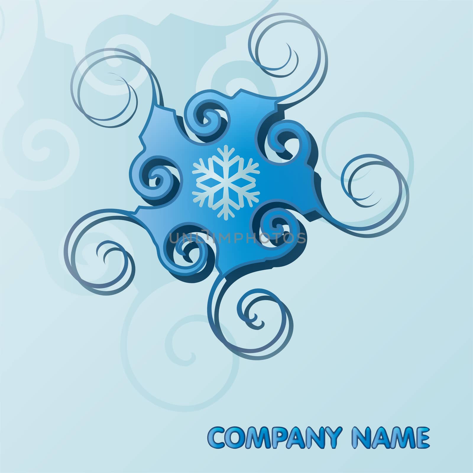 blue logo for a company with space for text and curls. by Adamchuk
