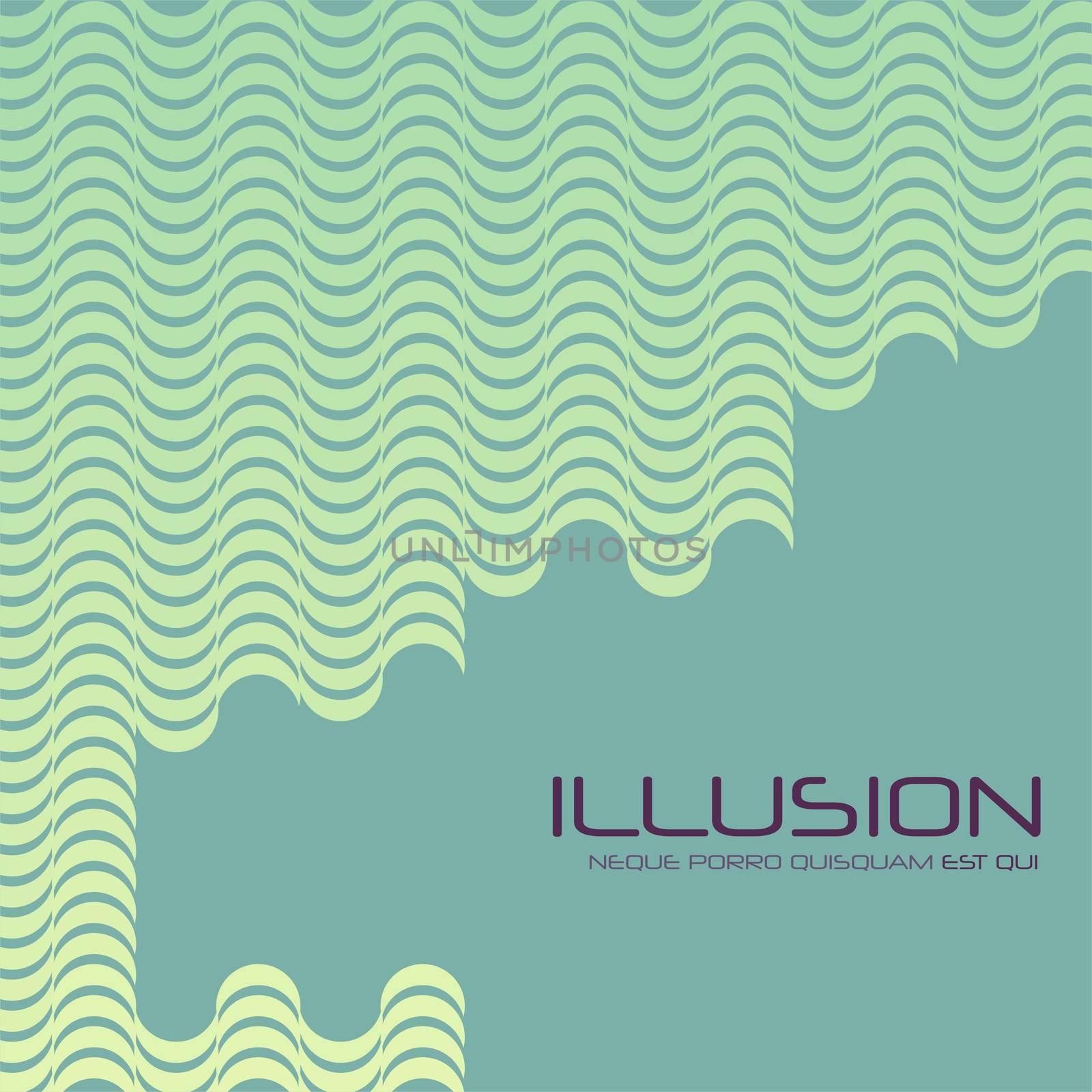 Abstract green illusory background with waves. illustration