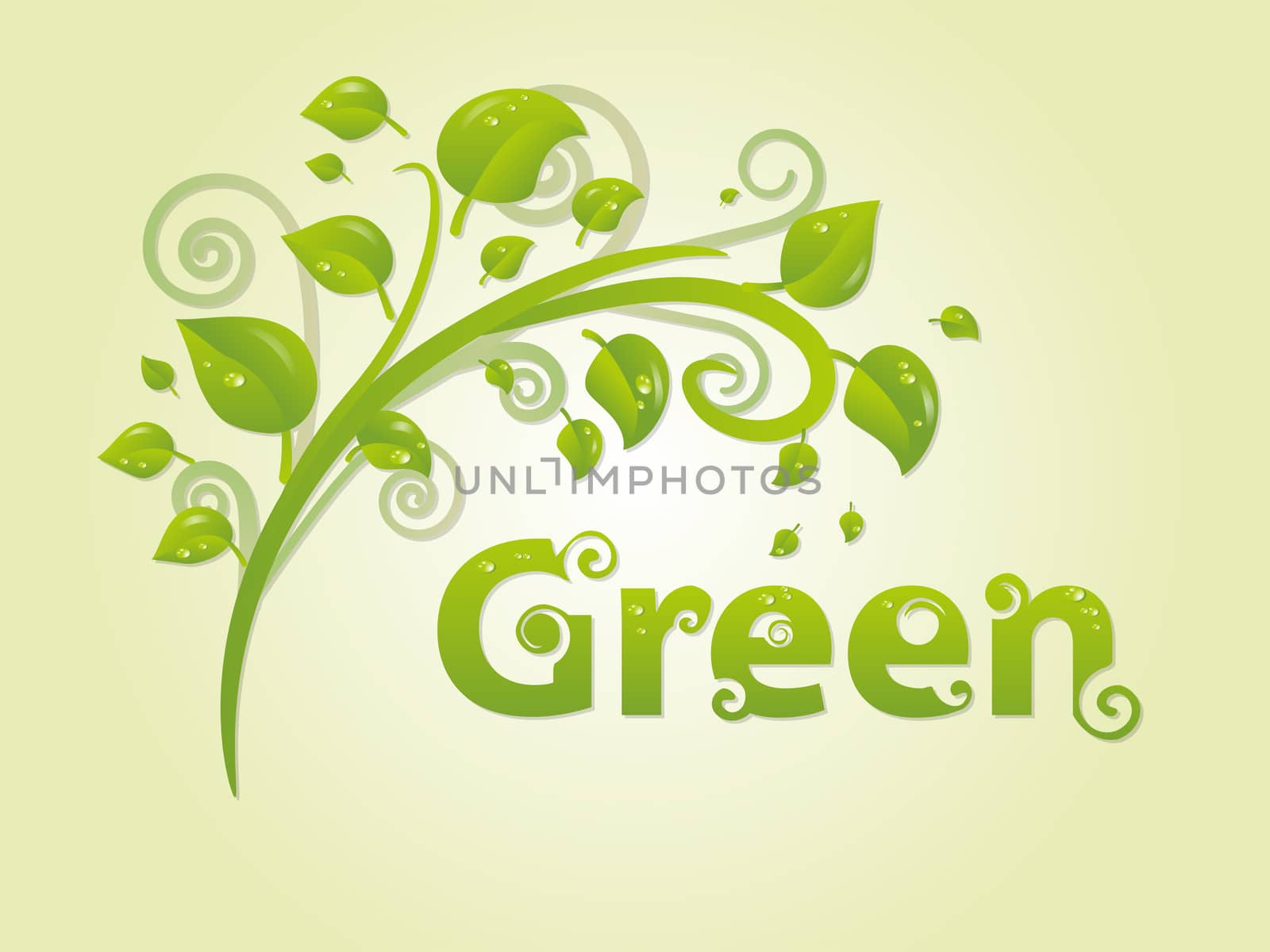 Elegant green branch with leaves and text for text. You can use it as an advertising banner or logo for the company. by Adamchuk