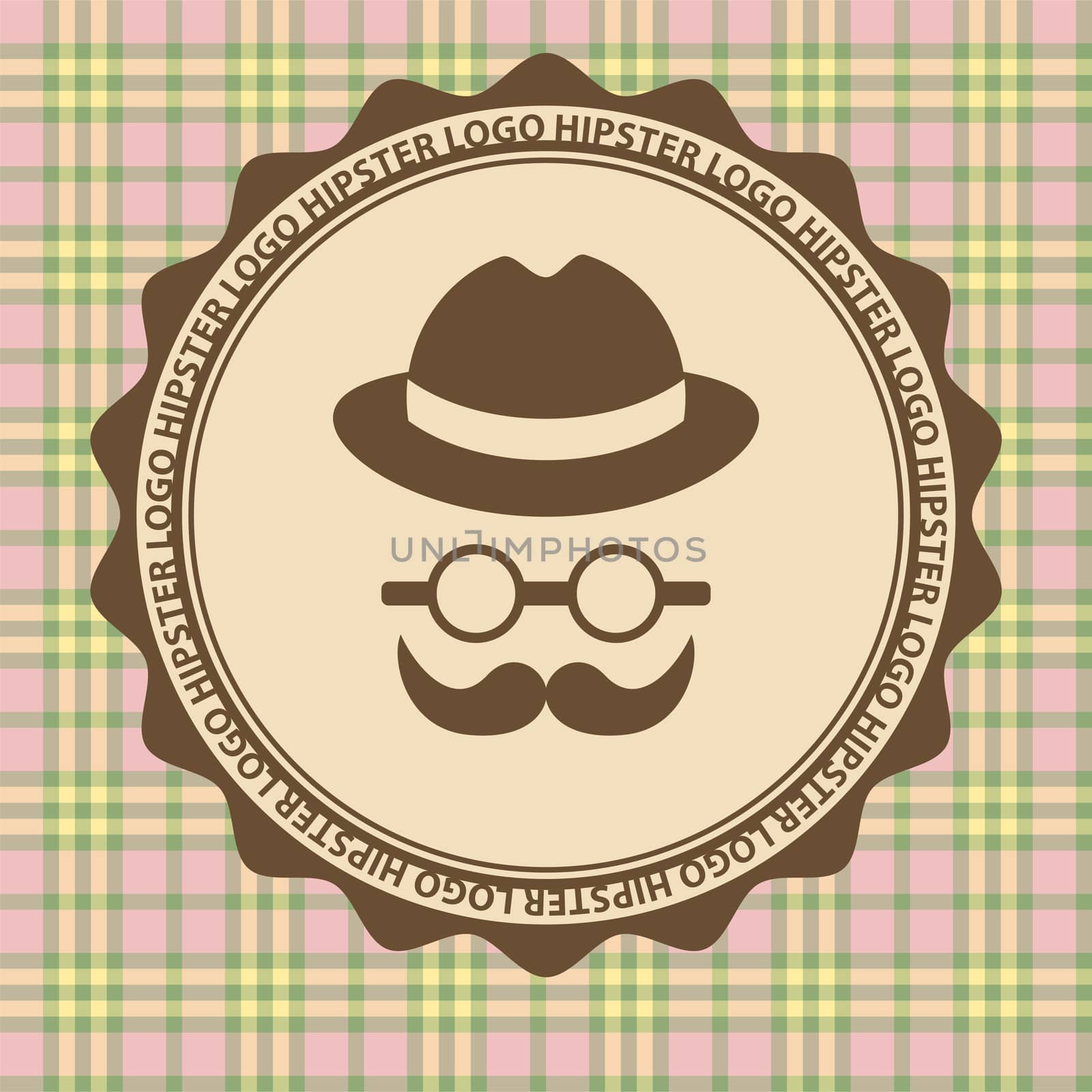 Hipster style. Hat, glasses, wool on a light background. Fathers Day illustration