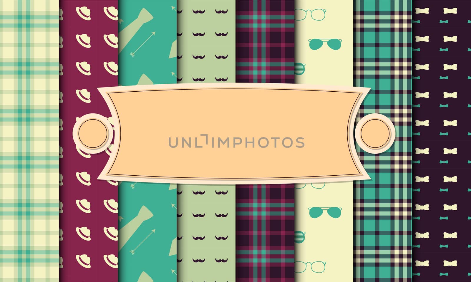 set of seamless backgrounds in hipster style, suitable for packaging paper or for your other design. illustration