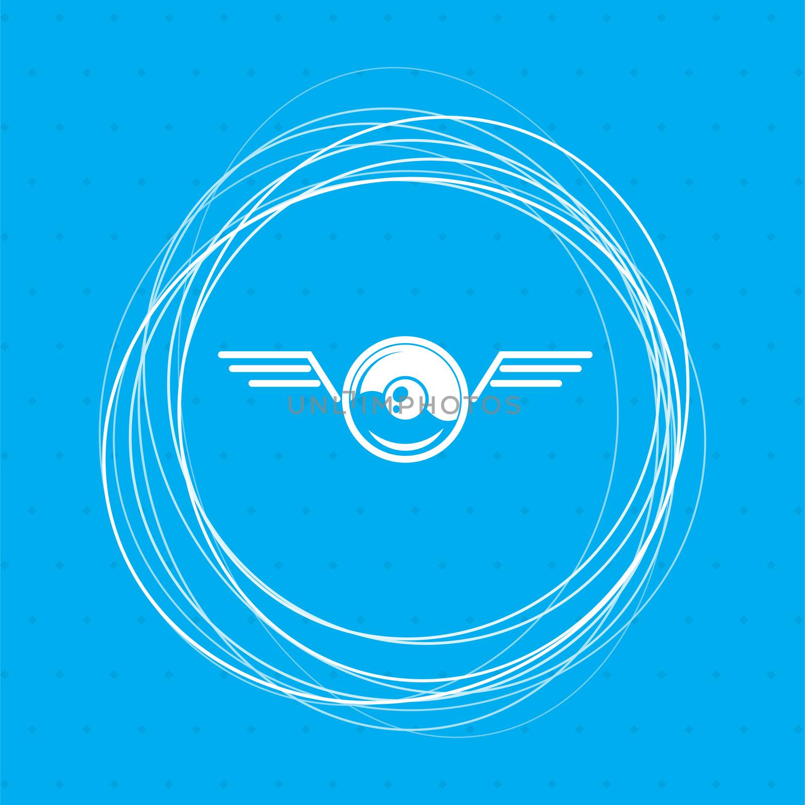 pokeball for play in game icon on a blue background with abstract circles around and place your text.  by Adamchuk