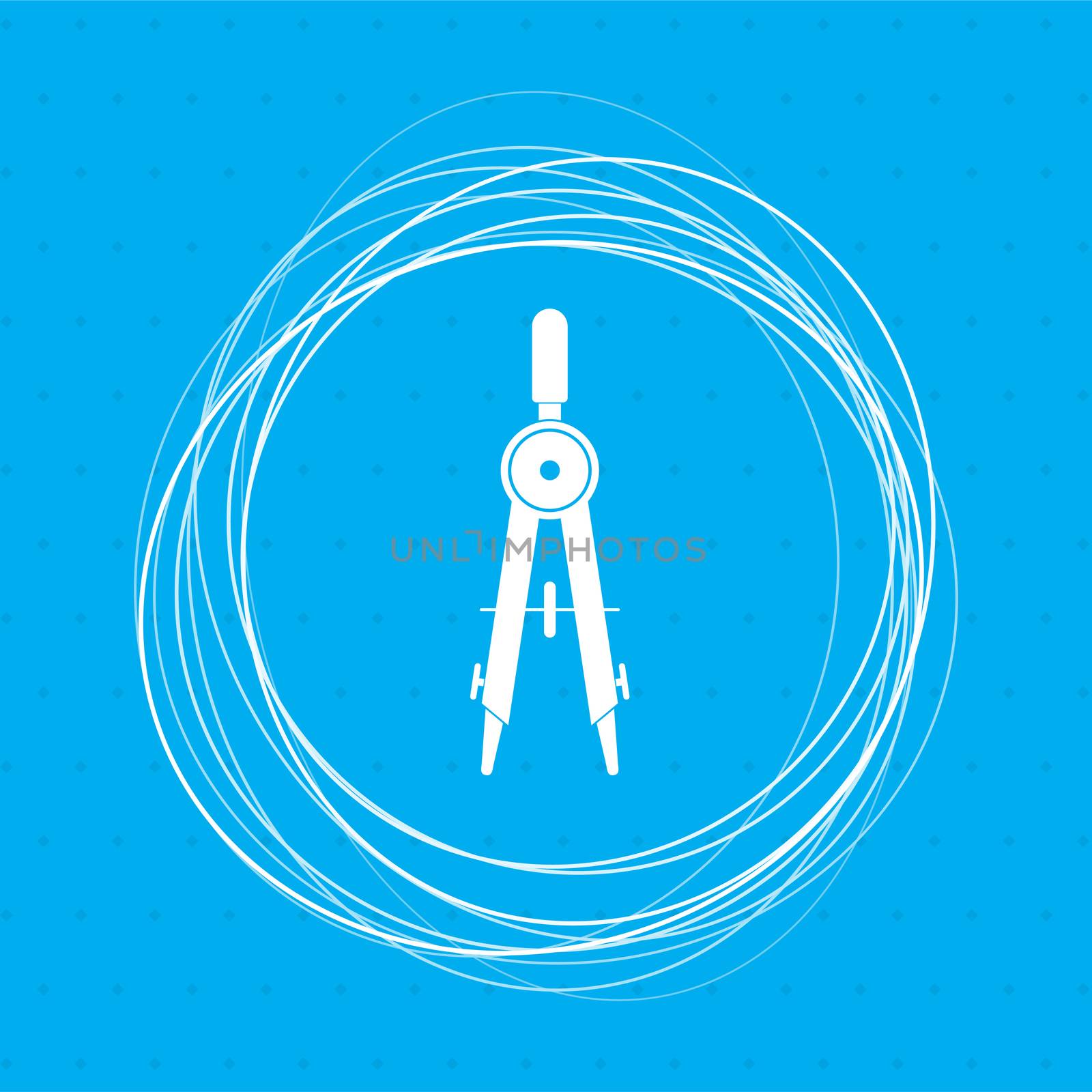 Circinus icon on a blue background with abstract circles around and place for your text. illustration