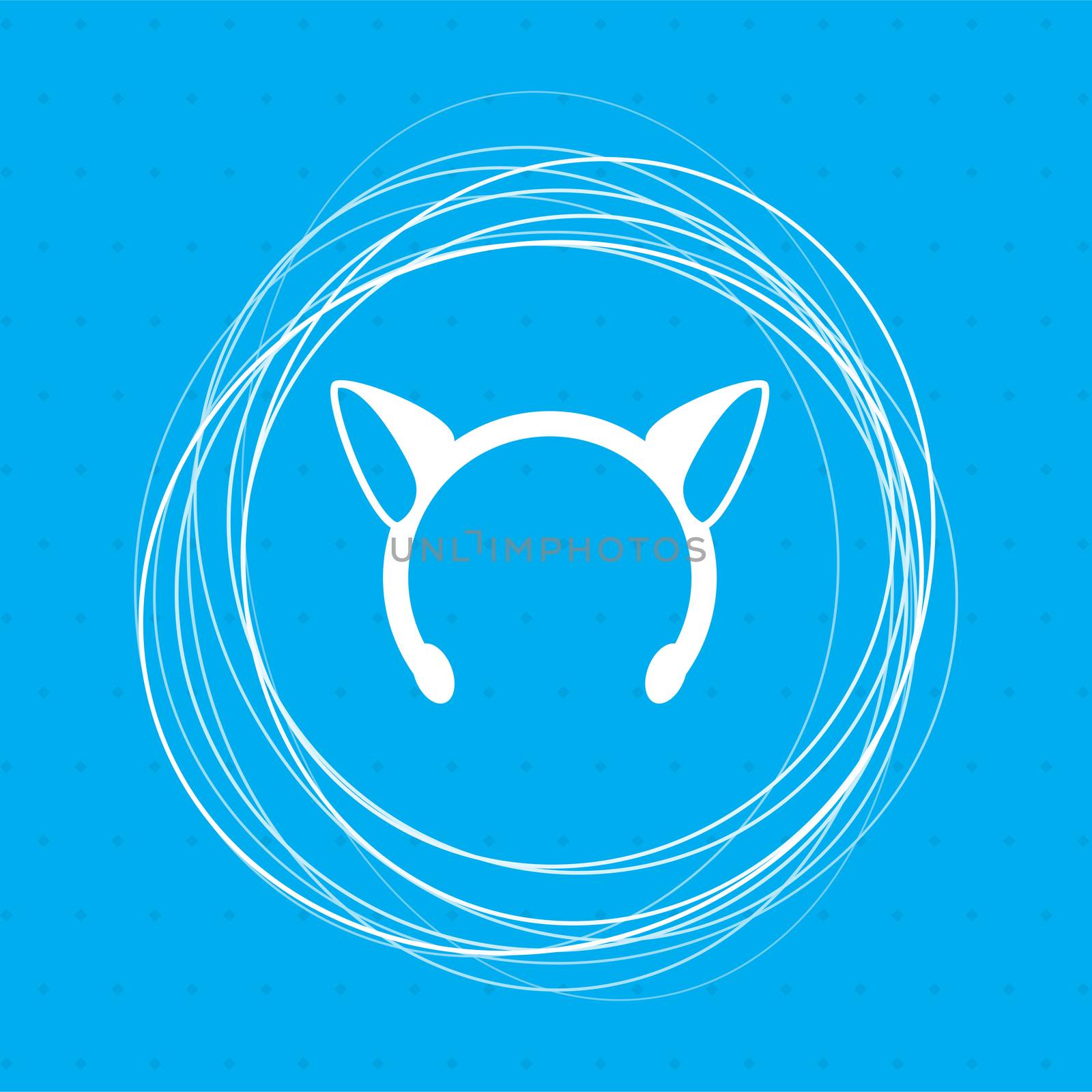 Christmas carnivals ears icon on a blue background with abstract circles around and place for your text. illustration