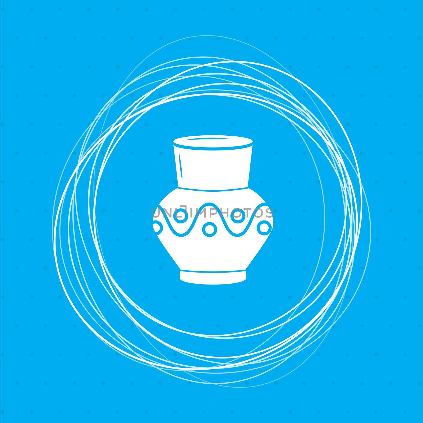 Vase, amphora icon on a blue background with abstract circles around and place for your text.  by Adamchuk