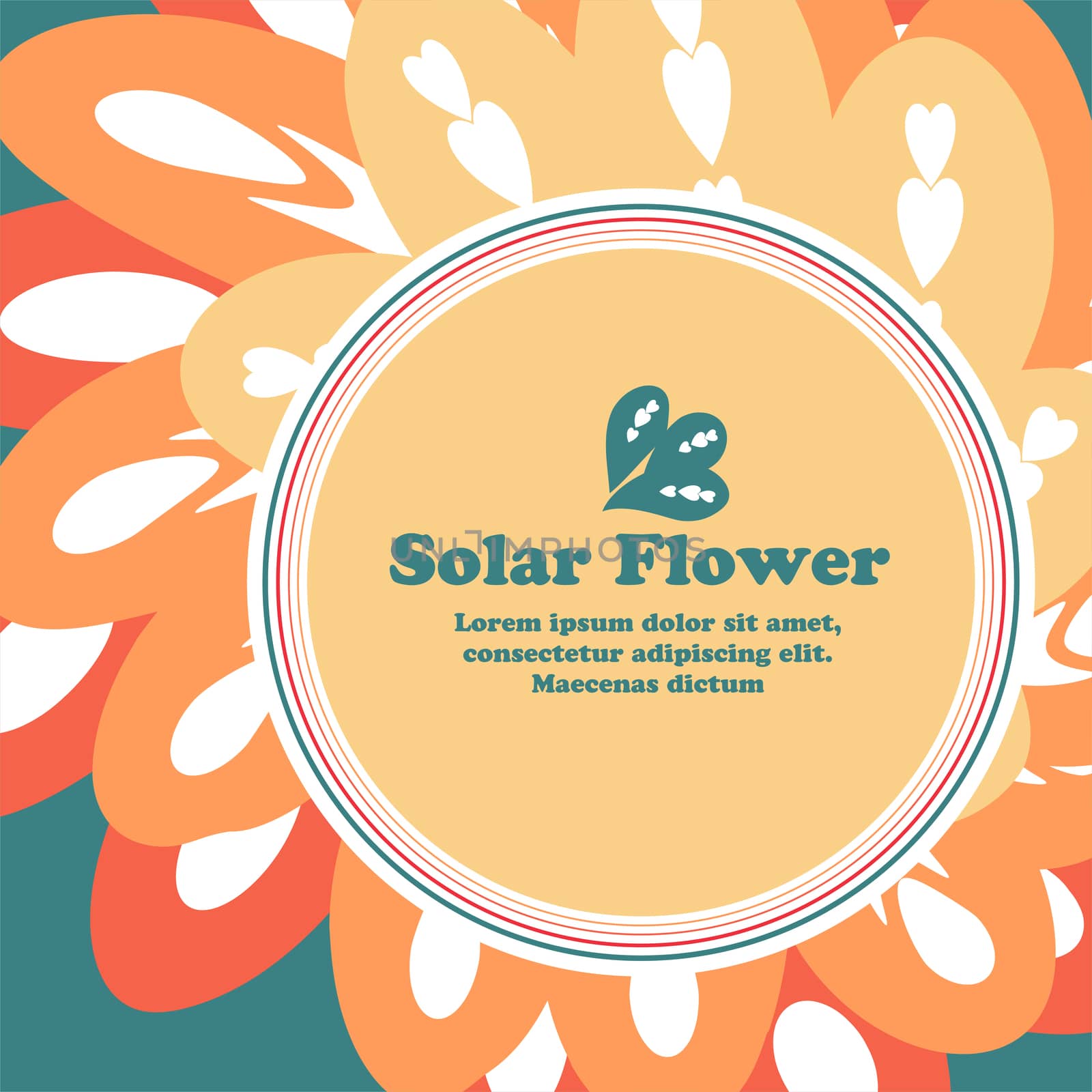 sun in the form of a flower on a background with space for text. illustration