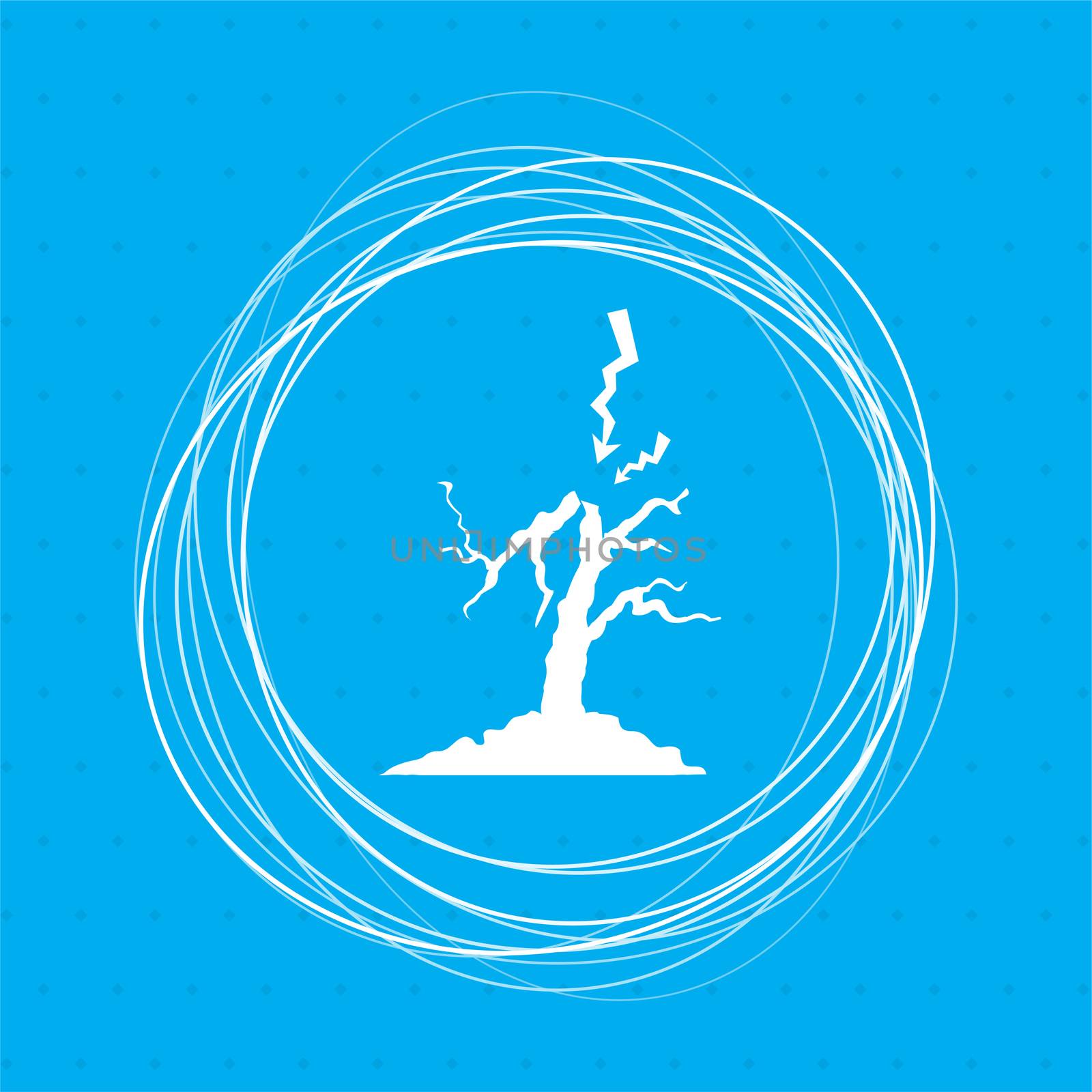 lightning and tree icon on a blue background with abstract circles around place for your text.  by Adamchuk