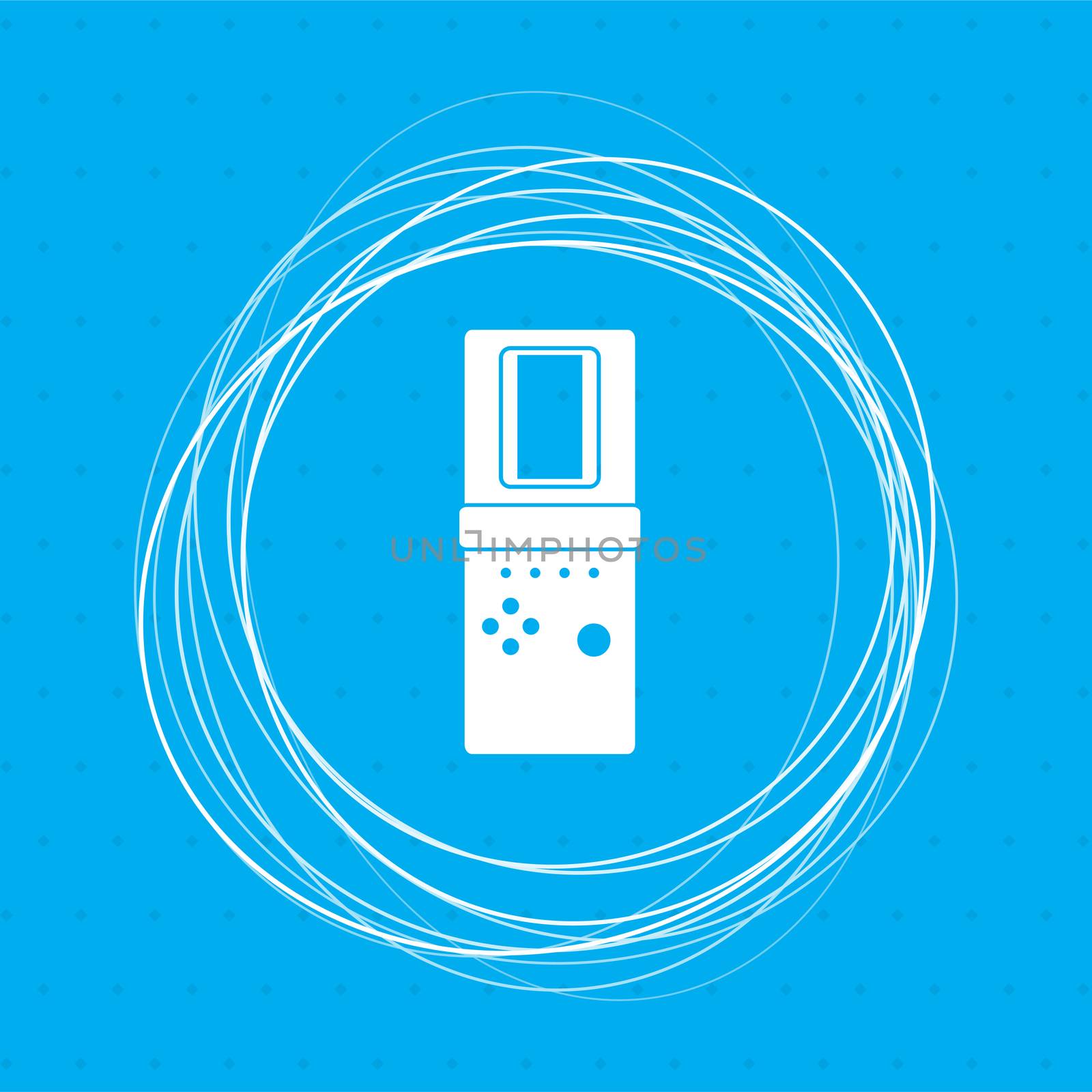 Tetris icon on a blue background with abstract circles around and place for your text. illustration