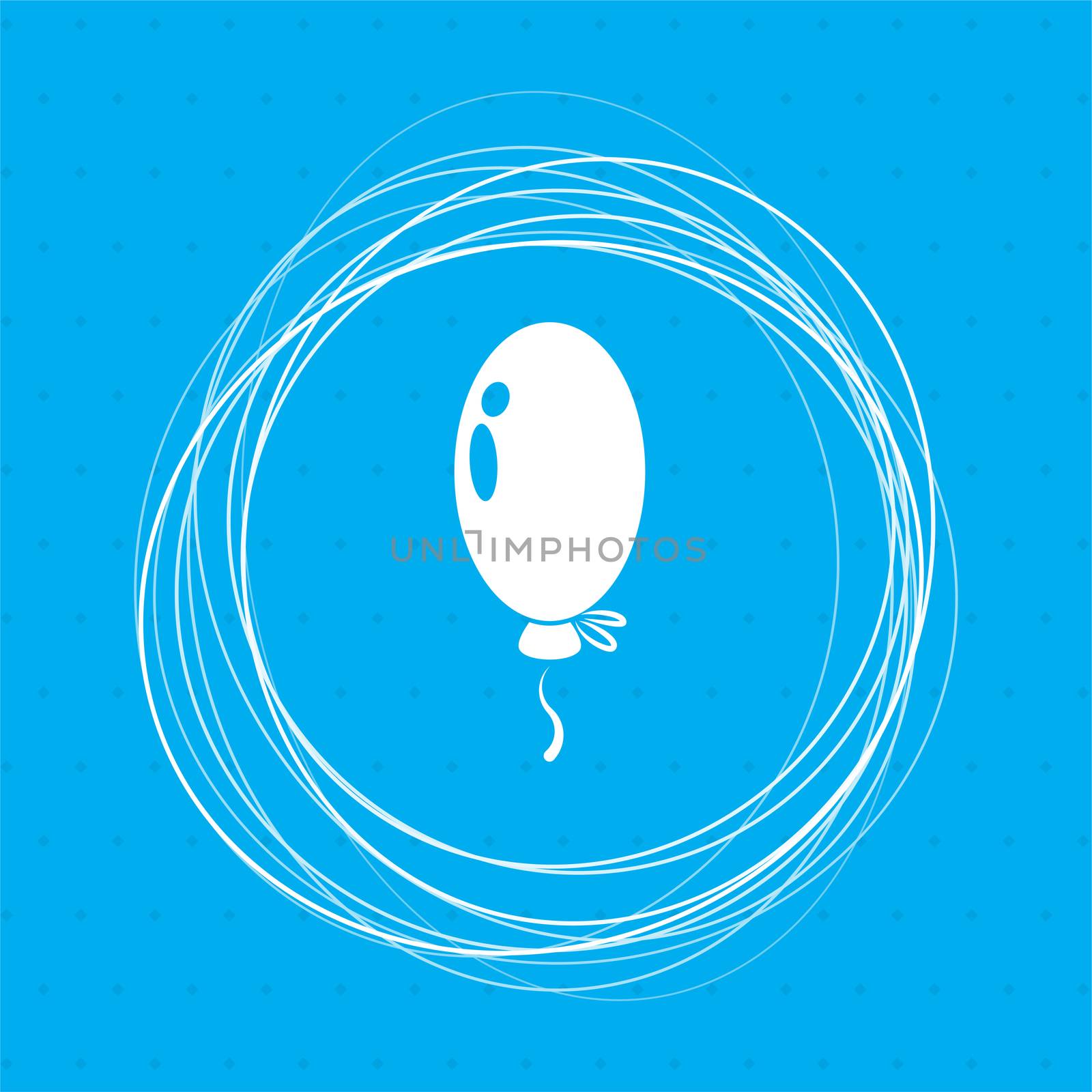 balloon Icon on a blue background with abstract circles around and place for your text. illustration