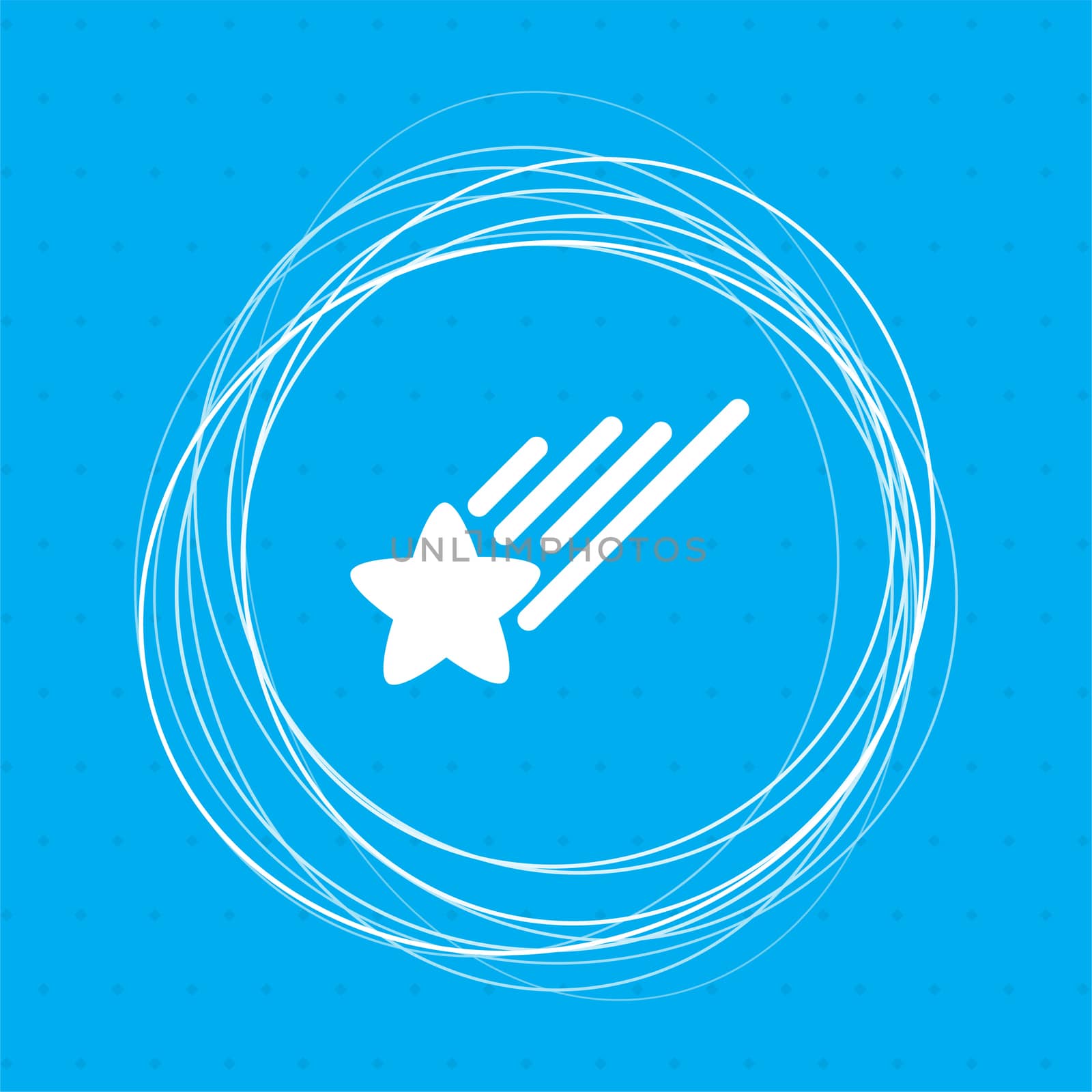 Star Icon on a blue background with abstract circles around and place for your text. illustration