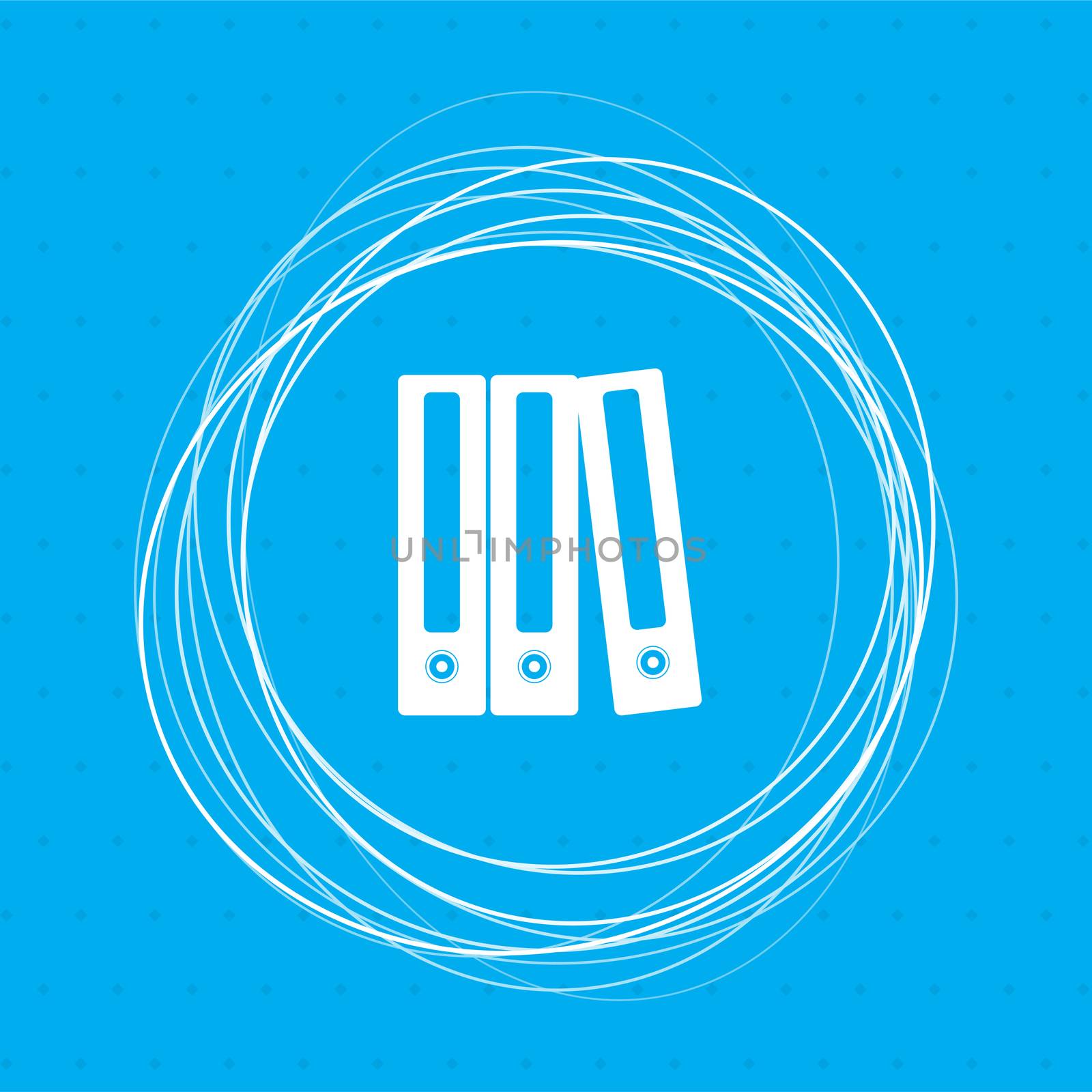 Folder icon on a blue background with abstract circles around and place for your text. illustration