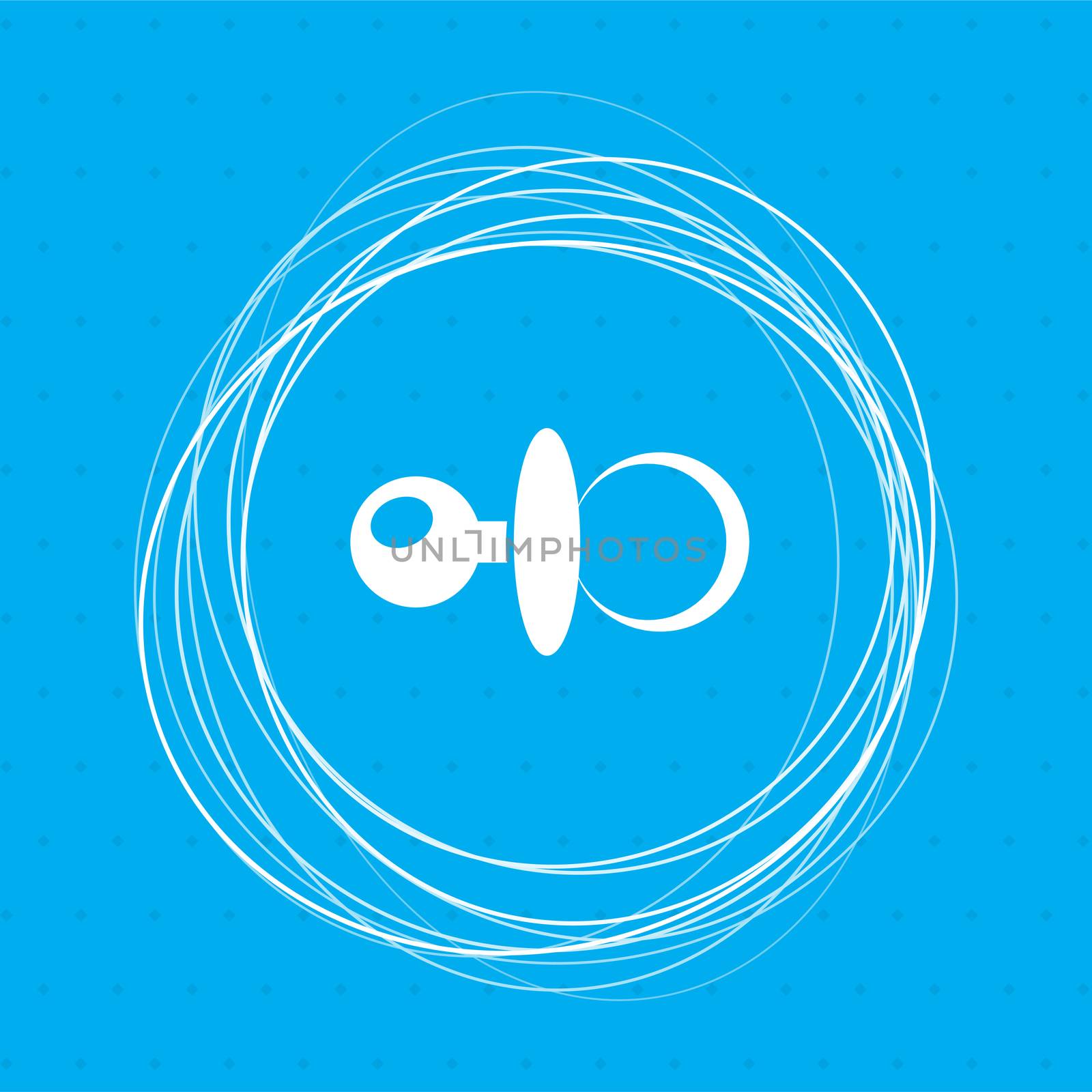 baby pacifier icon on a blue background with abstract circles around and place for your text.  by Adamchuk