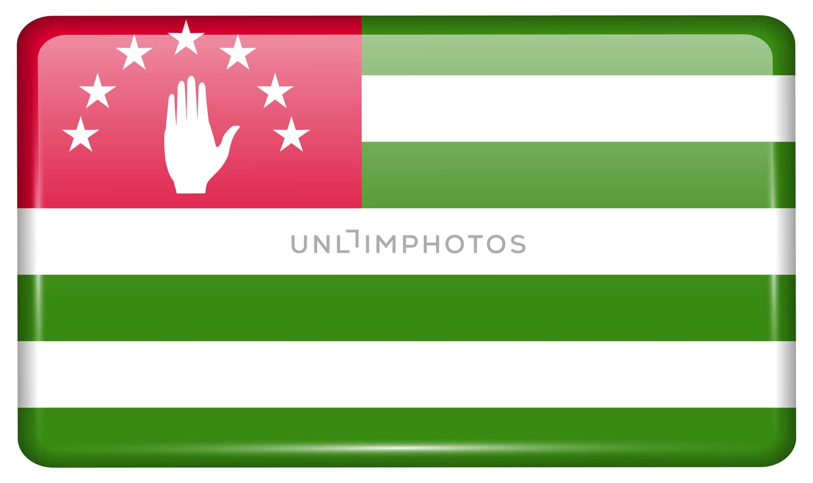 Flags Abkhazia in the form of a magnet on refrigerator with reflections light.  by Adamchuk