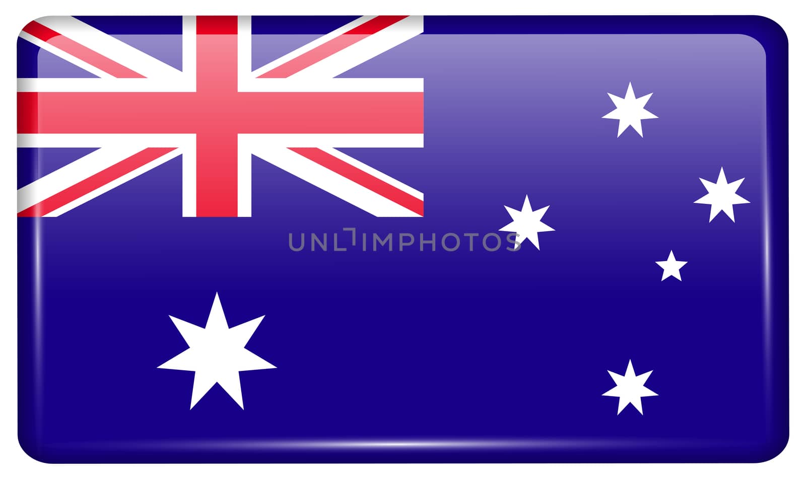 Flags of Australia in the form of a magnet on refrigerator with reflections light. illustration