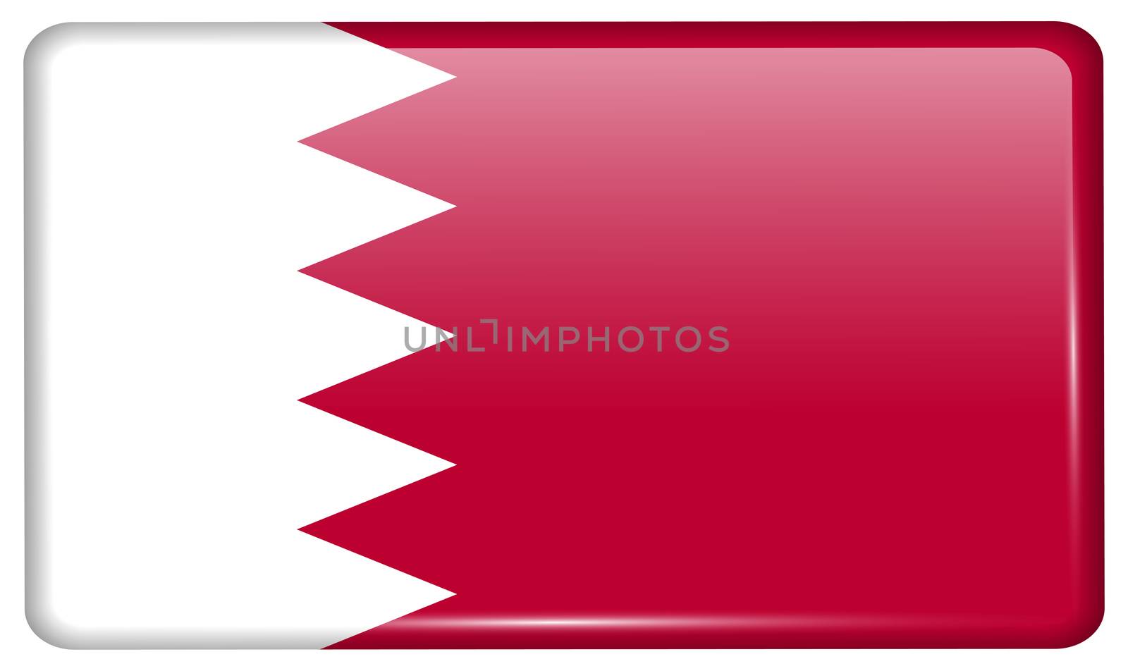 Flags Bahrain in the form of a magnet on refrigerator with reflections light.  by Adamchuk