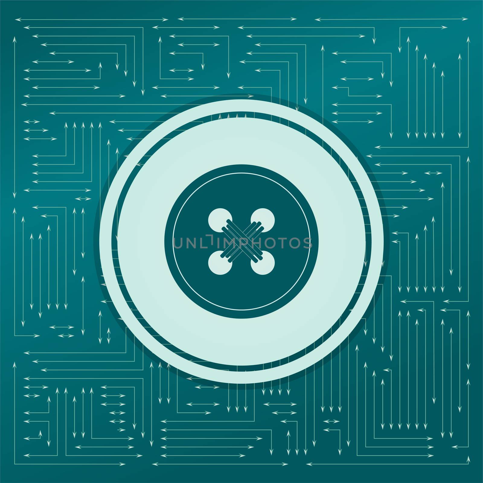 button for clothes icon on a green background, with arrows in different directions. It appears on the electronic board. illustration