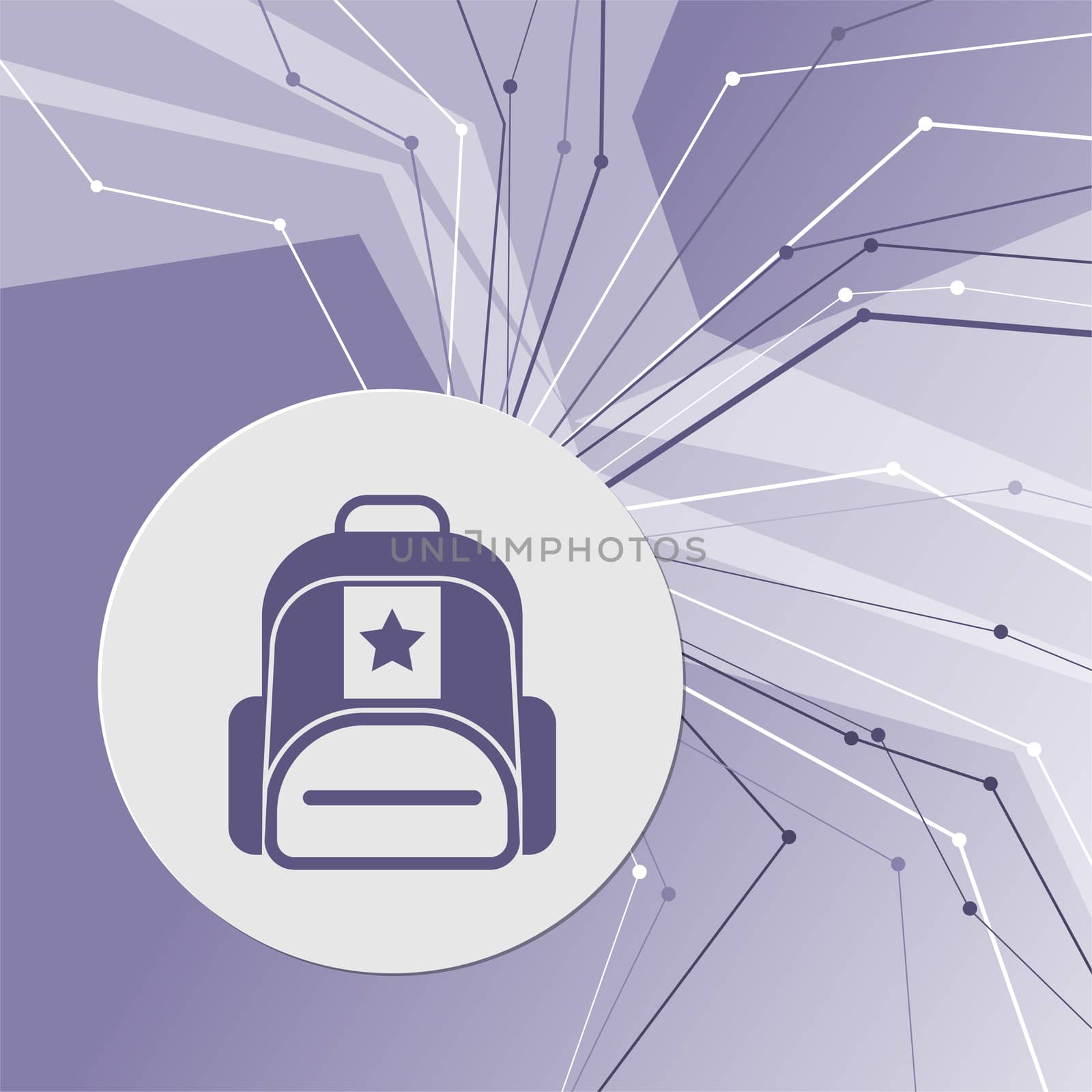 Briefcase, case, bag icon on purple abstract modern background. The lines in all directions. With room for your advertising. illustration