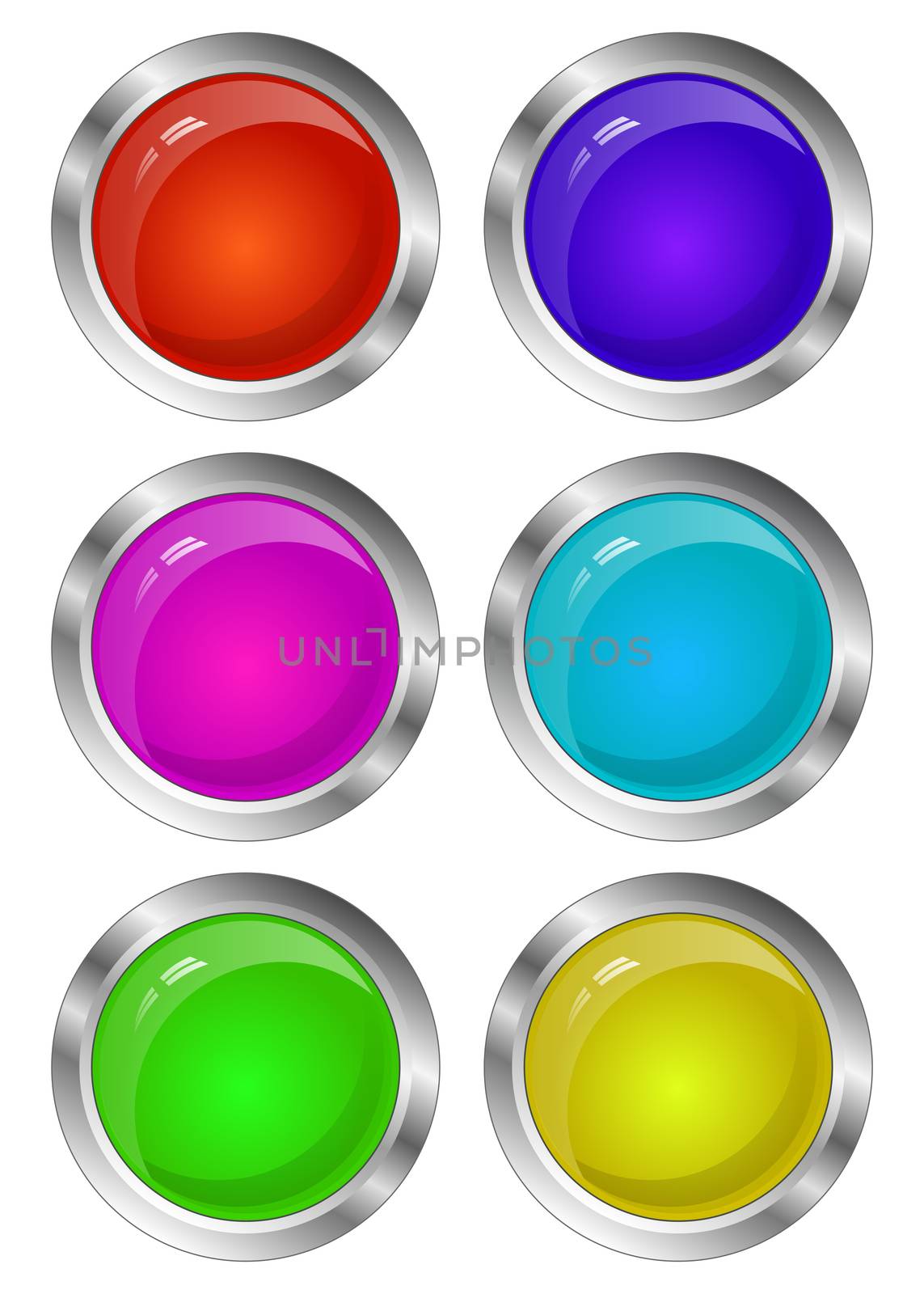 Blank Glossy Round 3D Button Set. Collection. illustration