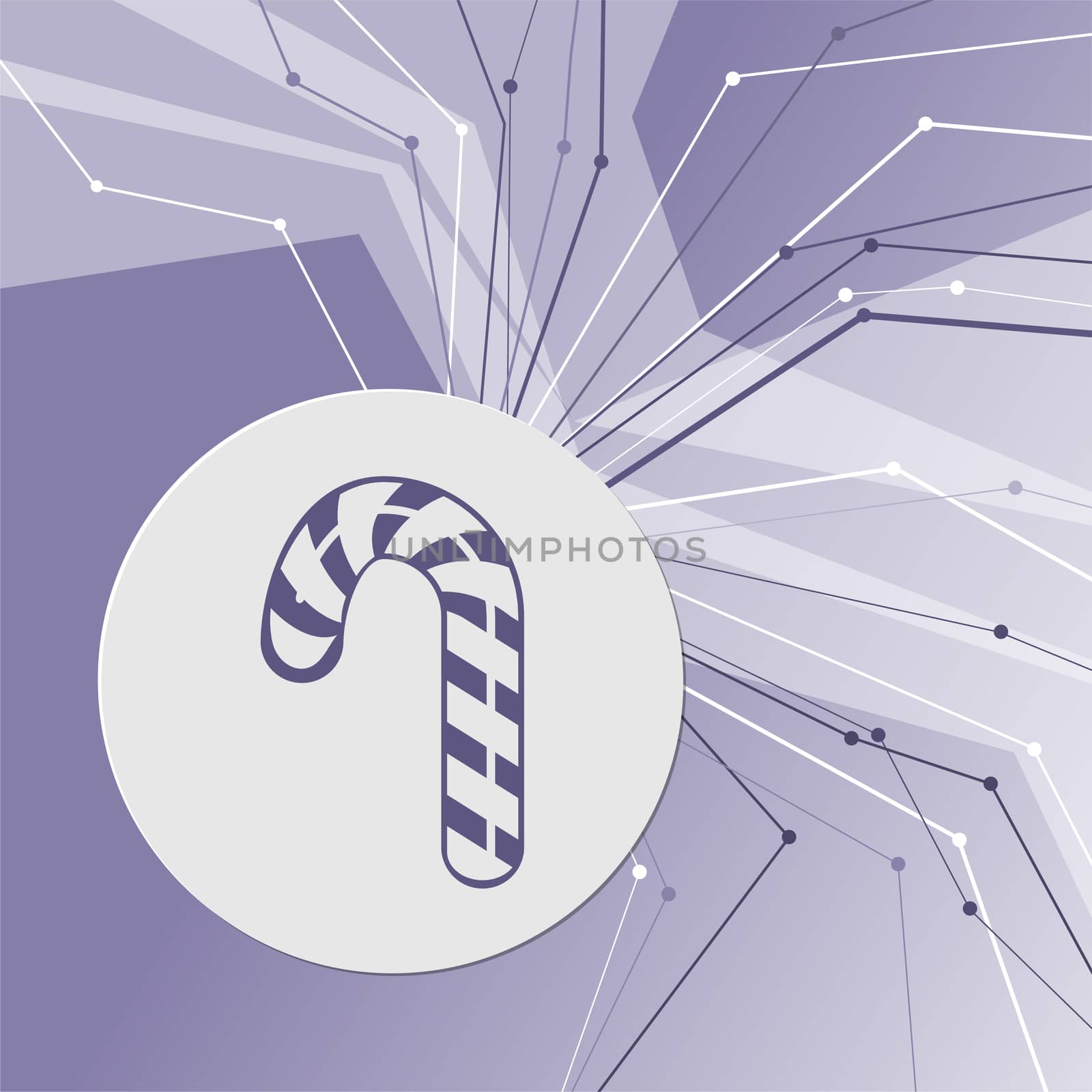 Christmas peppermint candy cane with stripes icon on purple abstract modern background. The lines in all directions. With room for your advertising. illustration