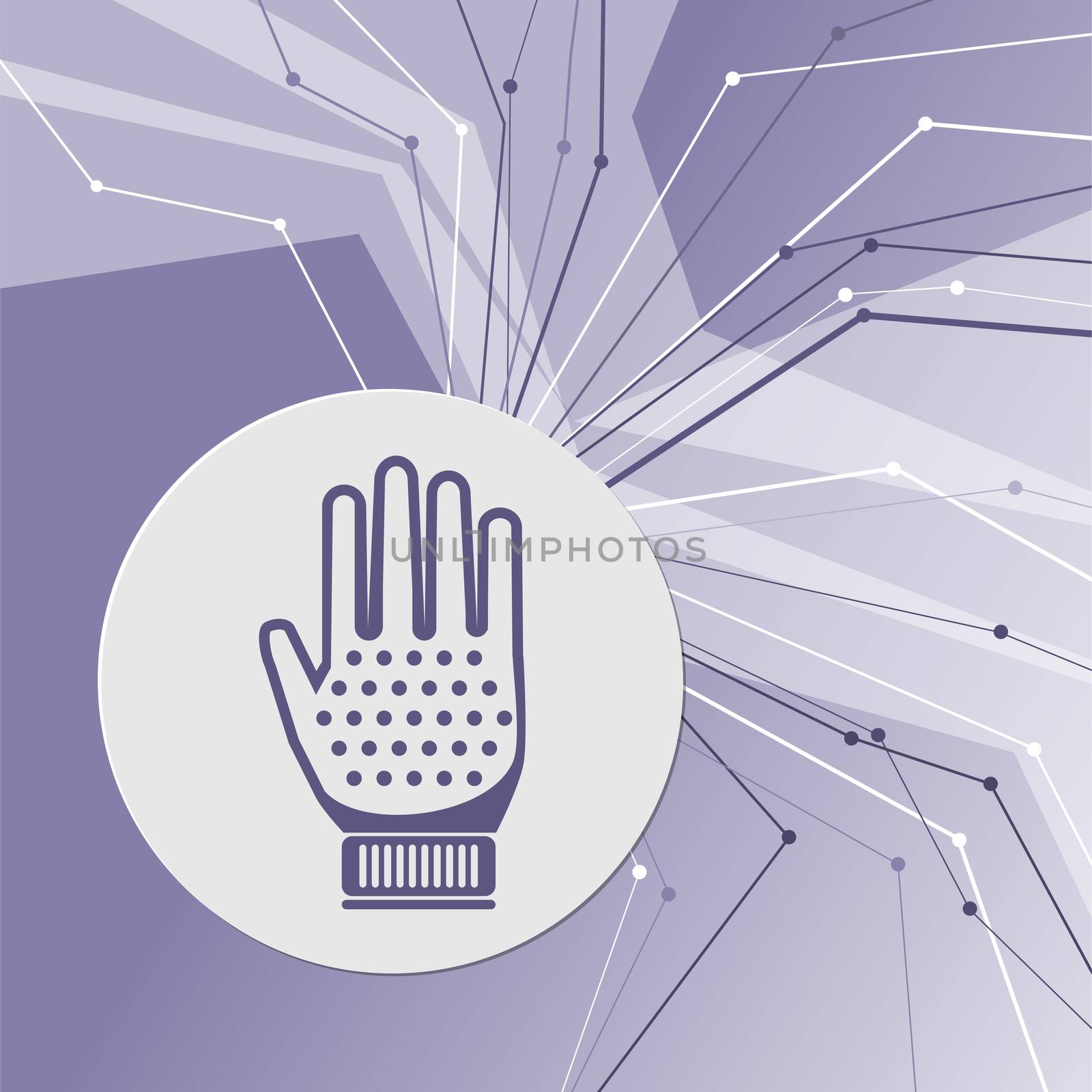 gloves icon on purple abstract modern background. The lines in all directions. With room for your advertising. illustration