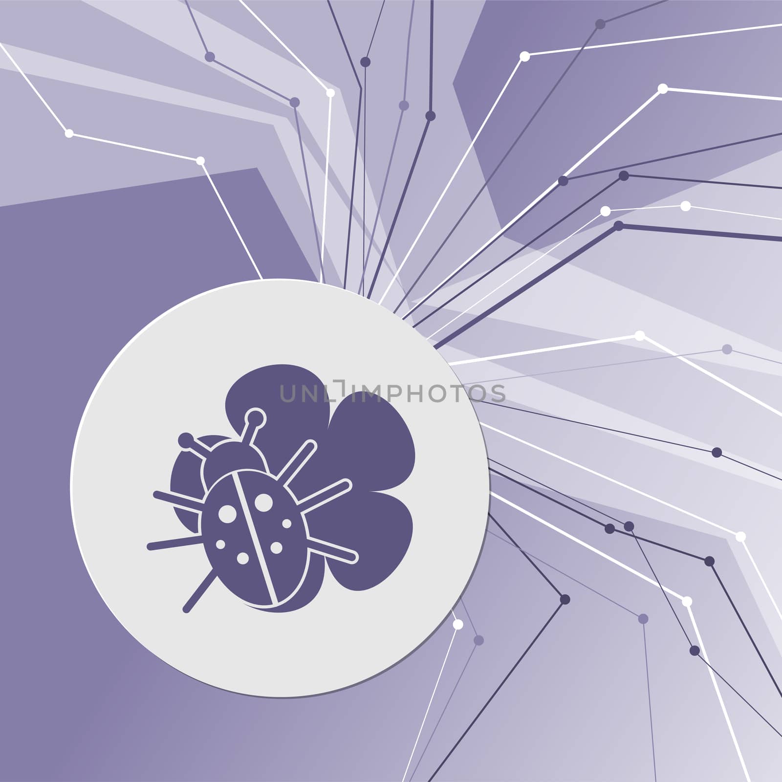 beetle on a leaf icon on purple abstract modern background. The lines in all directions. With room for your advertising. illustration