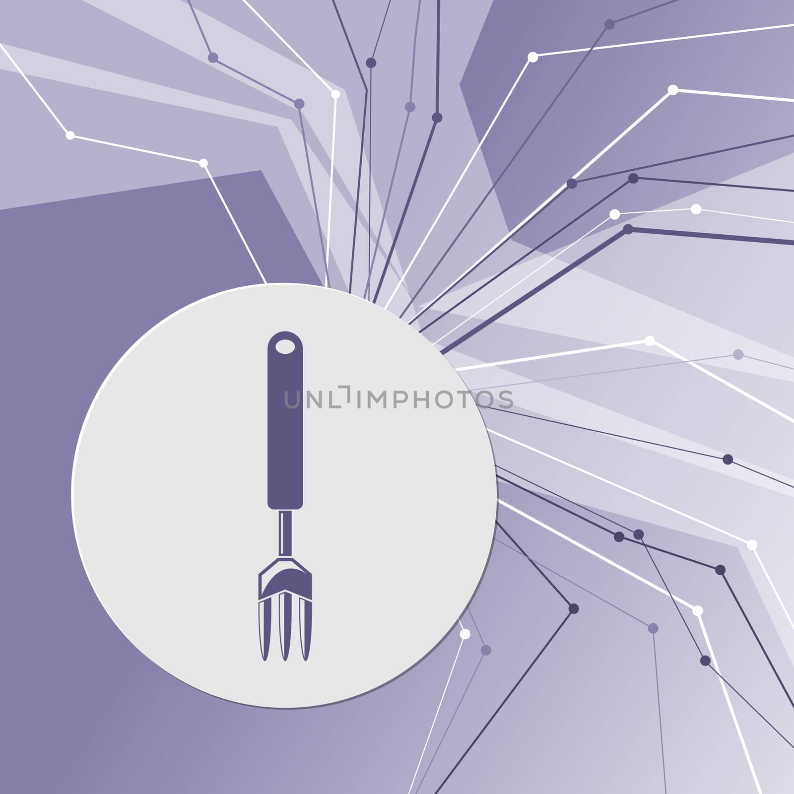 fork icon on purple abstract modern background. The lines in all directions. With room for your advertising. illustration