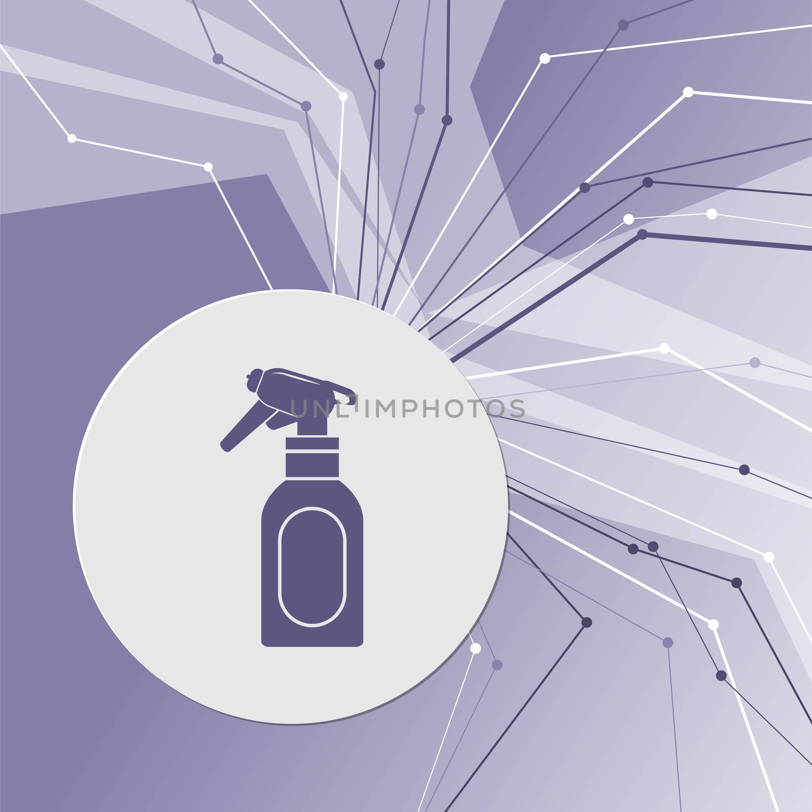 Spray icon on purple abstract modern background. The lines in all directions. With room for your advertising. illustration