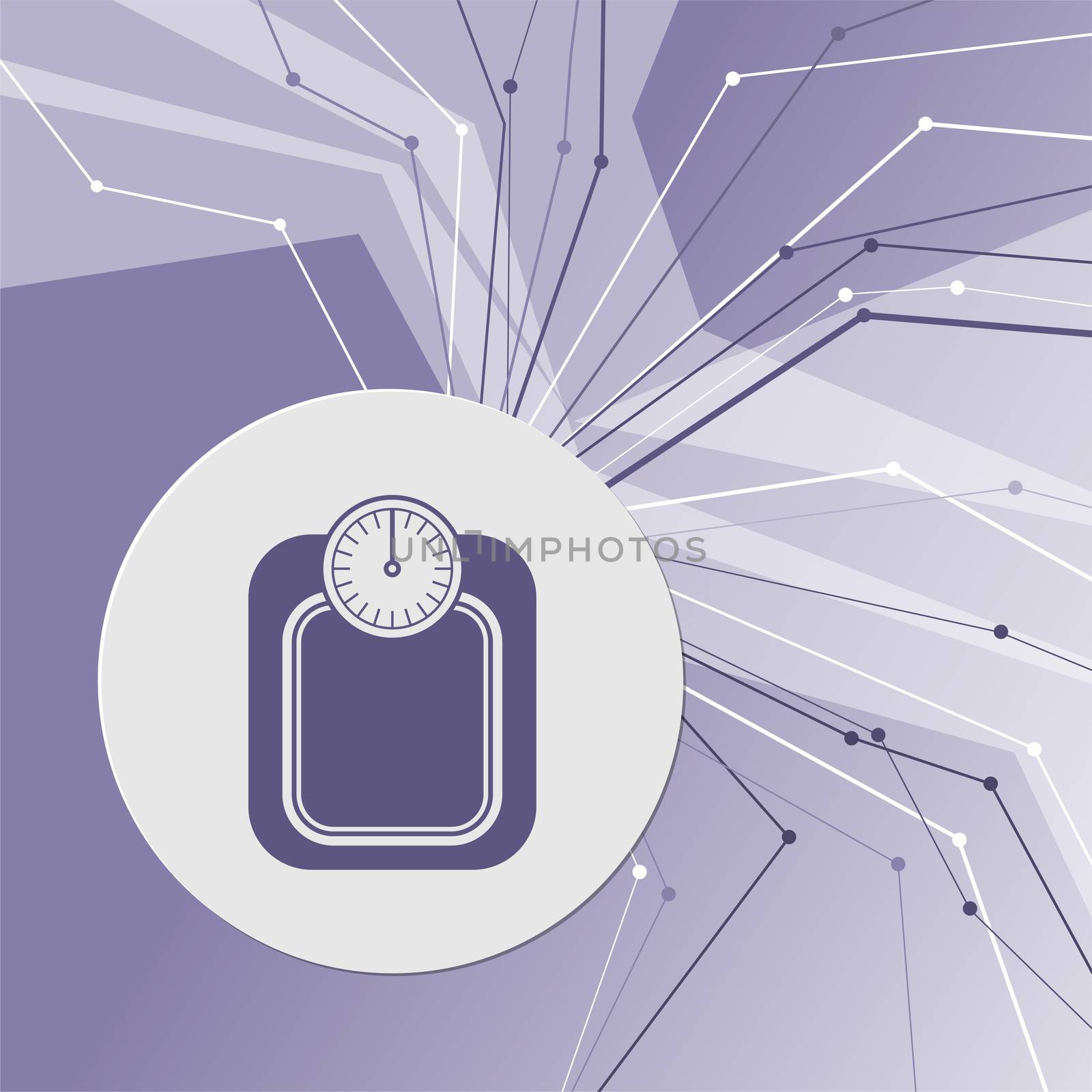 bathroom scales weighing calorie kilos kilogram icon on purple abstract modern background. The lines in all directions. With room for your advertising. illustration