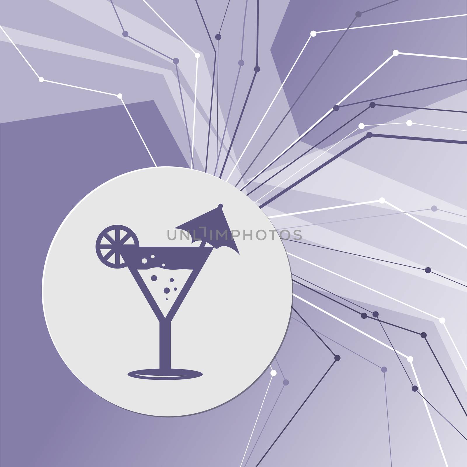 Cocktail party, martini icon on purple abstract modern background. The lines in all directions. With room for your advertising. illustration