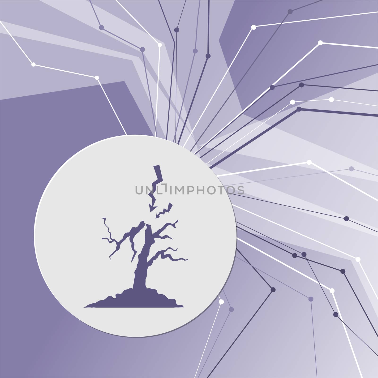 lightning and tree icon on purple abstract modern background. The lines in all directions. With room for your advertising. illustration