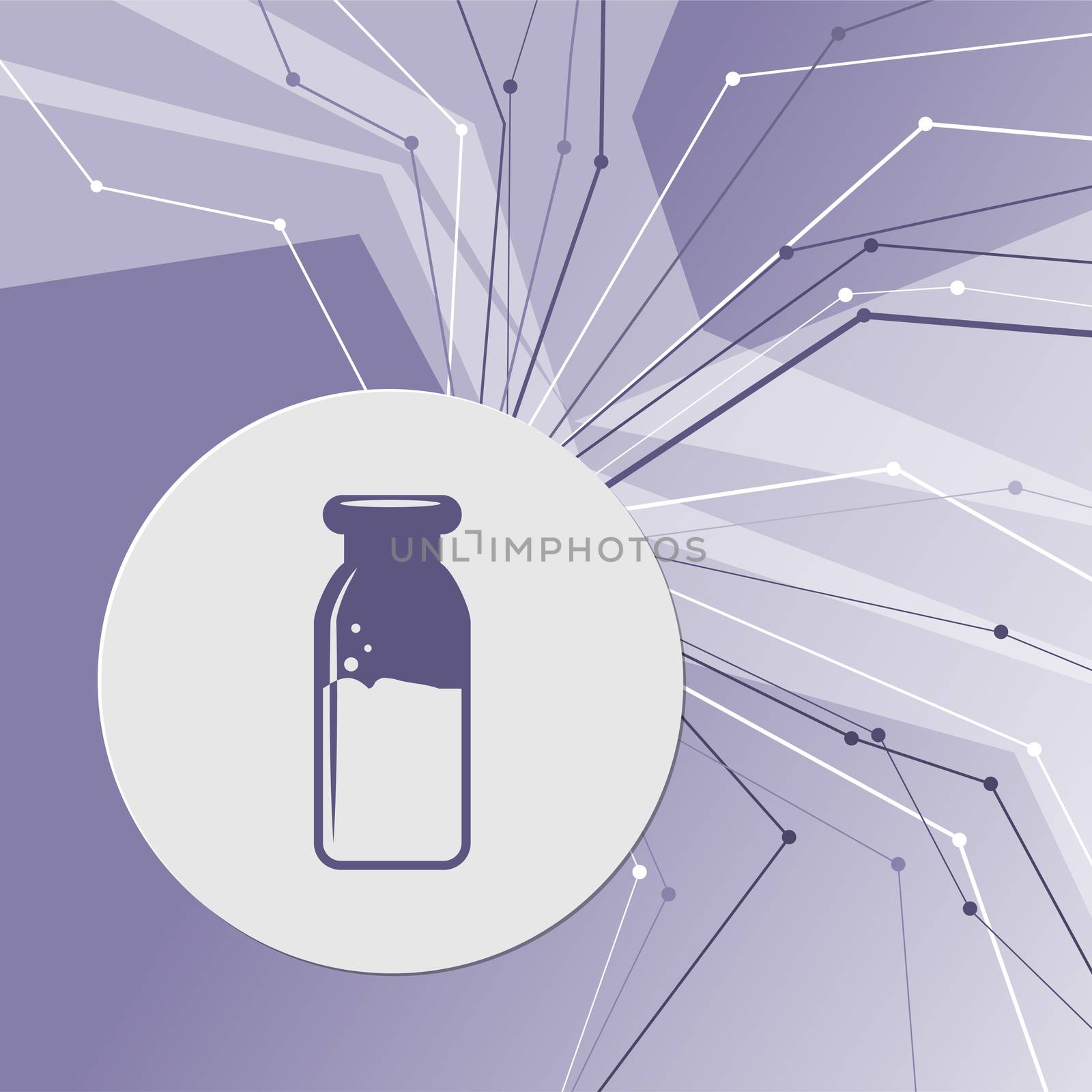 traditional bottle of milk icon on purple abstract modern background. The lines in all directions. With room for your advertising. illustration