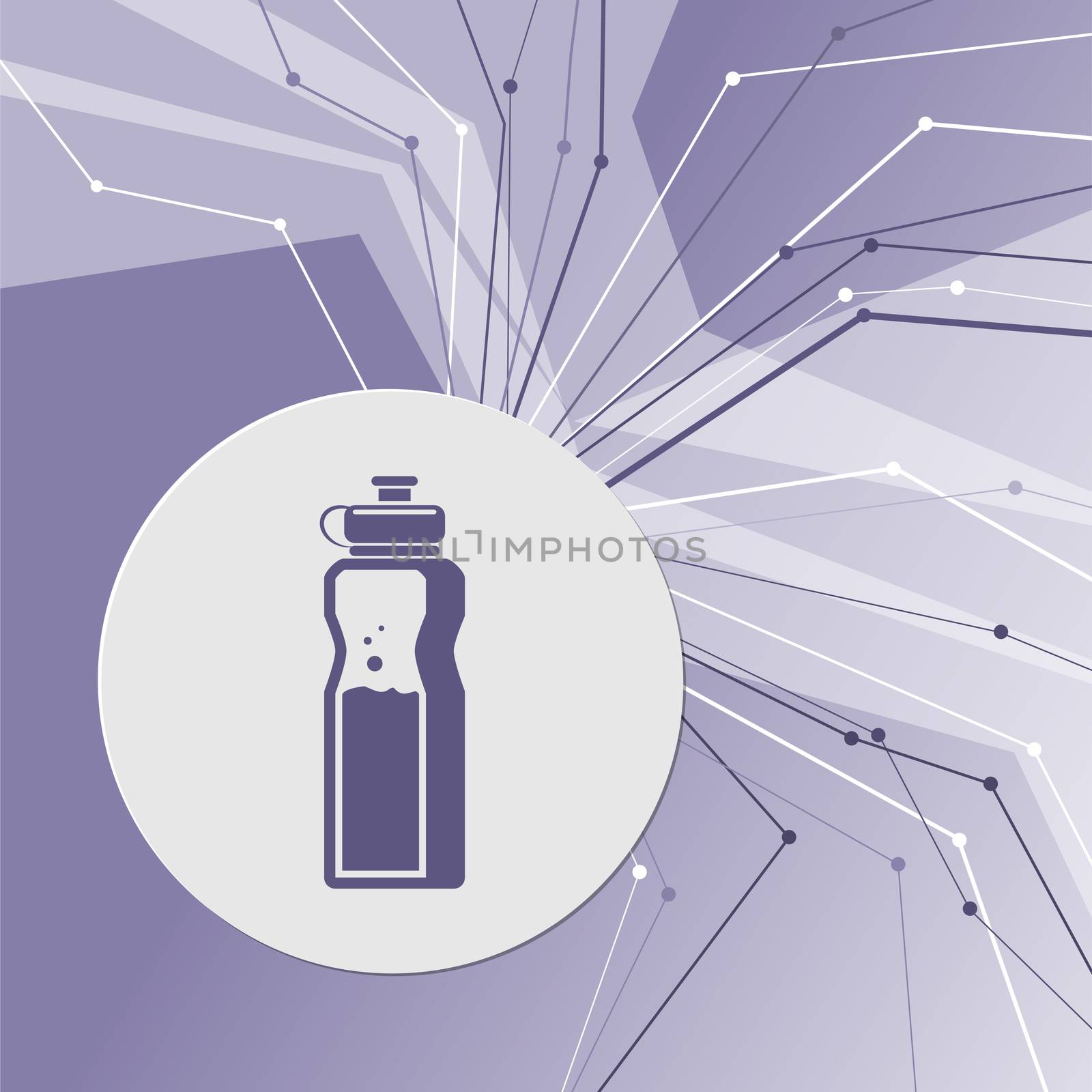 bottle of water icon on purple abstract modern background. The lines in all directions. With room for your advertising. illustration