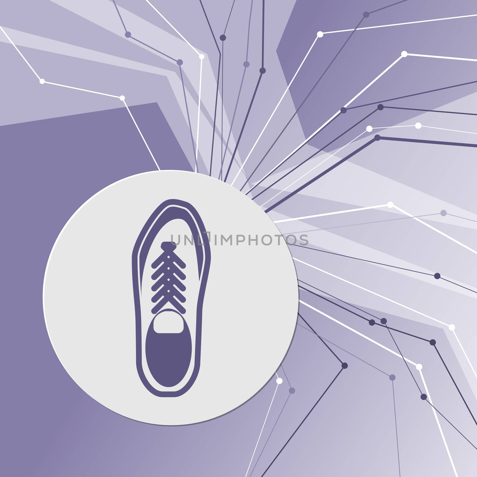 low shoe icon on purple abstract modern background. The lines in all directions. With room for your advertising. illustration