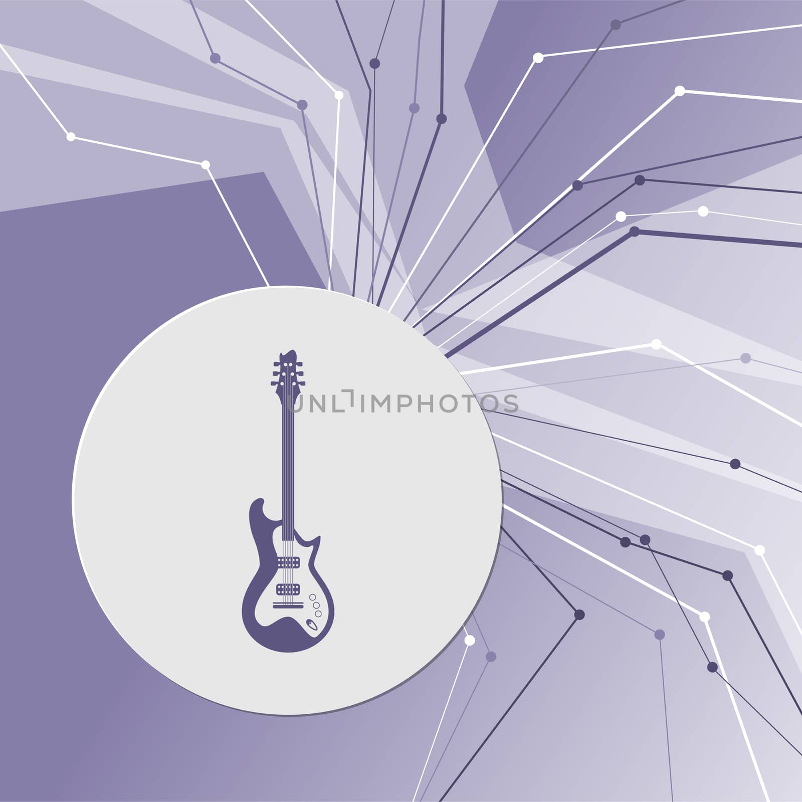 Electric guitar icon. on purple abstract modern background. The lines in all directions. With room for your advertising. illustration