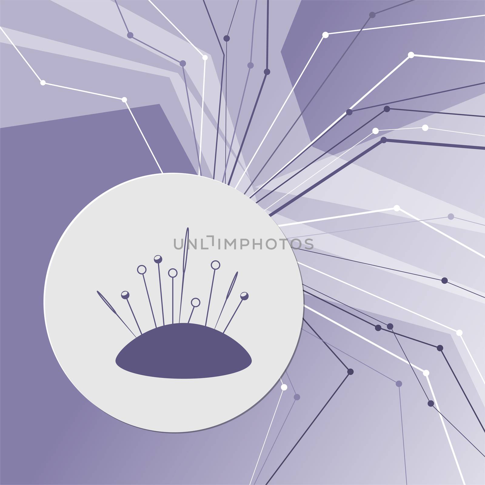 Sewing Needle icon on purple abstract modern background. The lines in all directions. With room for your advertising. illustration