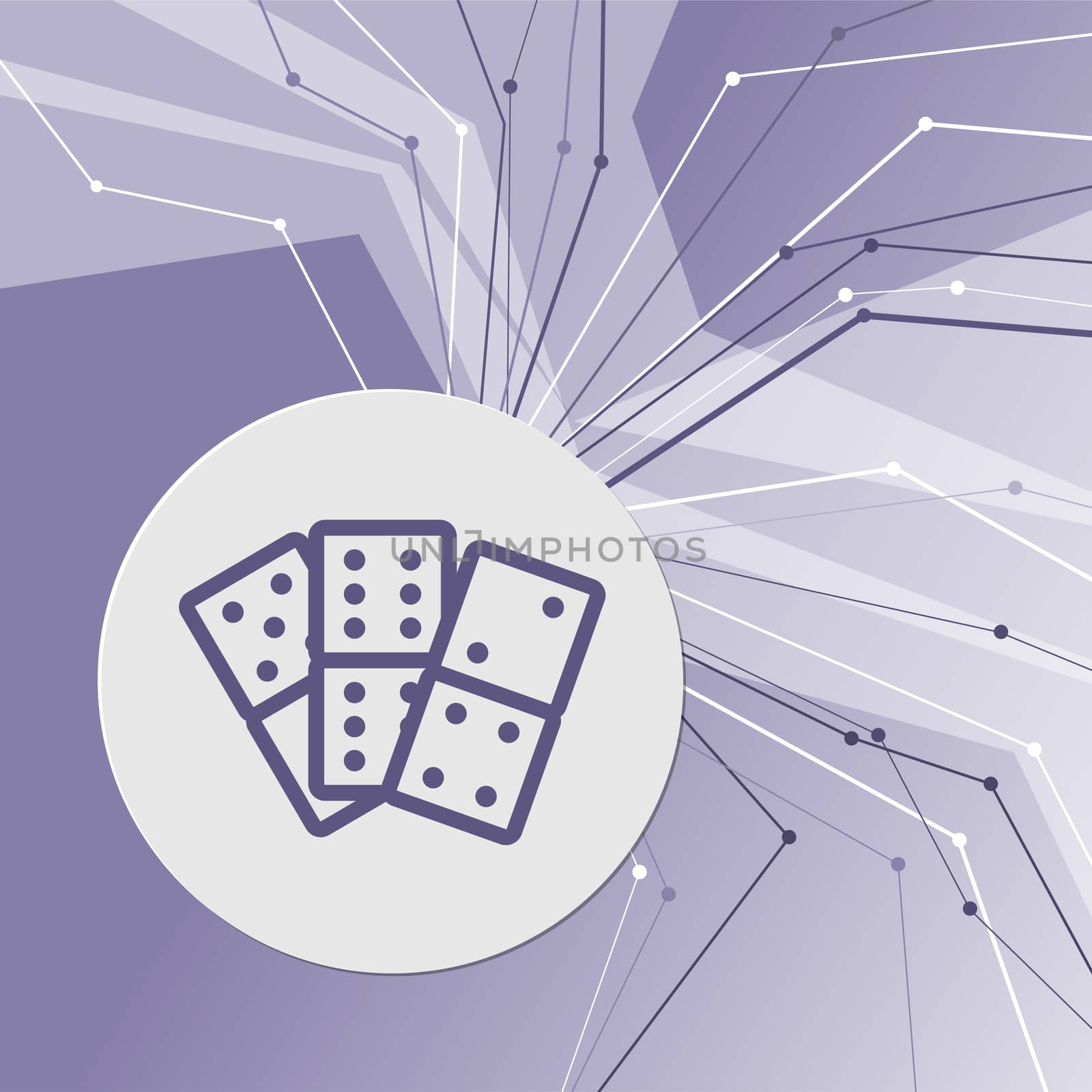 domino icon on purple abstract modern background. The lines in all directions. With room for your advertising. illustration