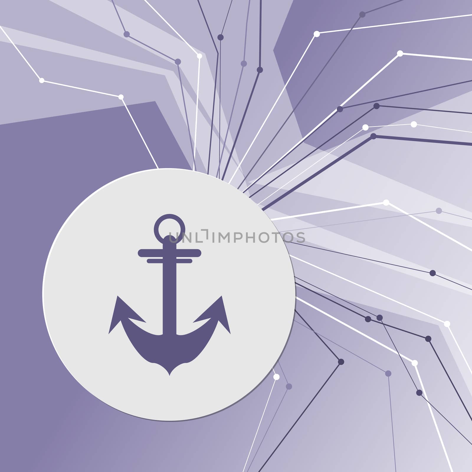 Anchor icon on purple abstract modern background. The lines in all directions. With room for your advertising. illustration