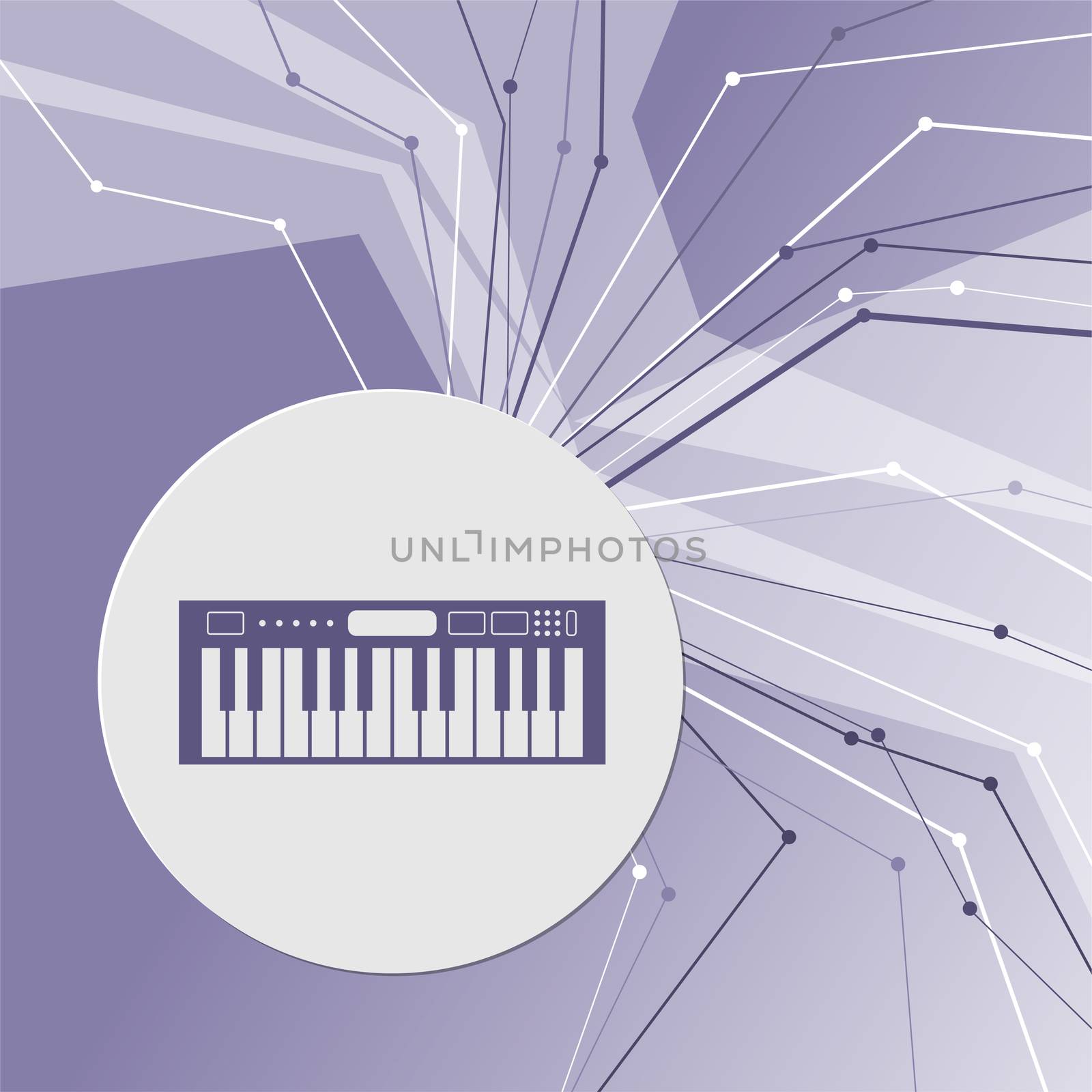 synthesizer icon on purple abstract modern background. The lines in all directions. With room for your advertising. illustration