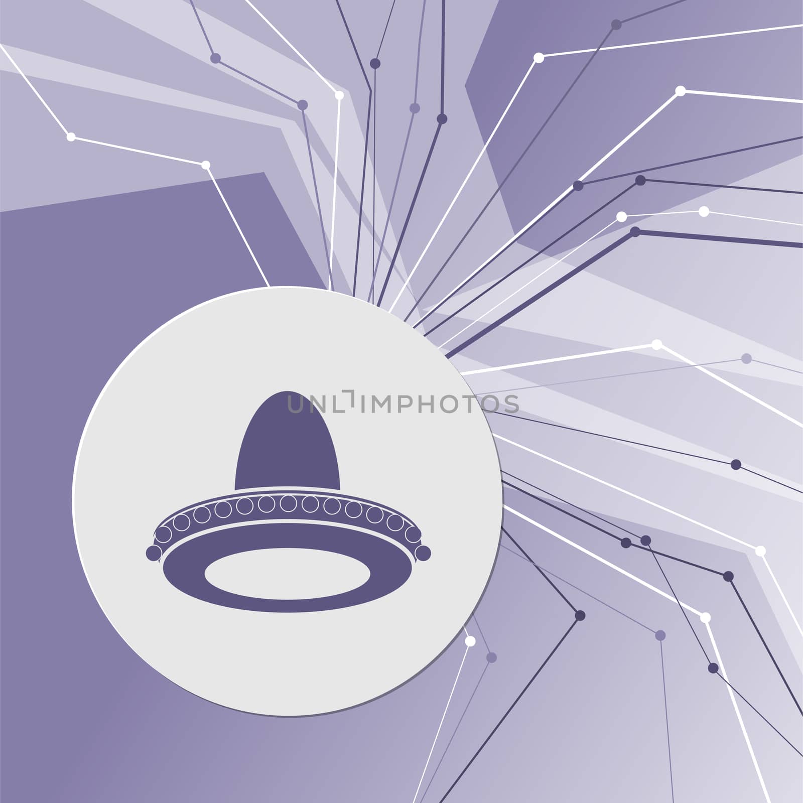 cowboy hat icon on purple abstract modern background. The lines in all directions. With room for your advertising. illustration