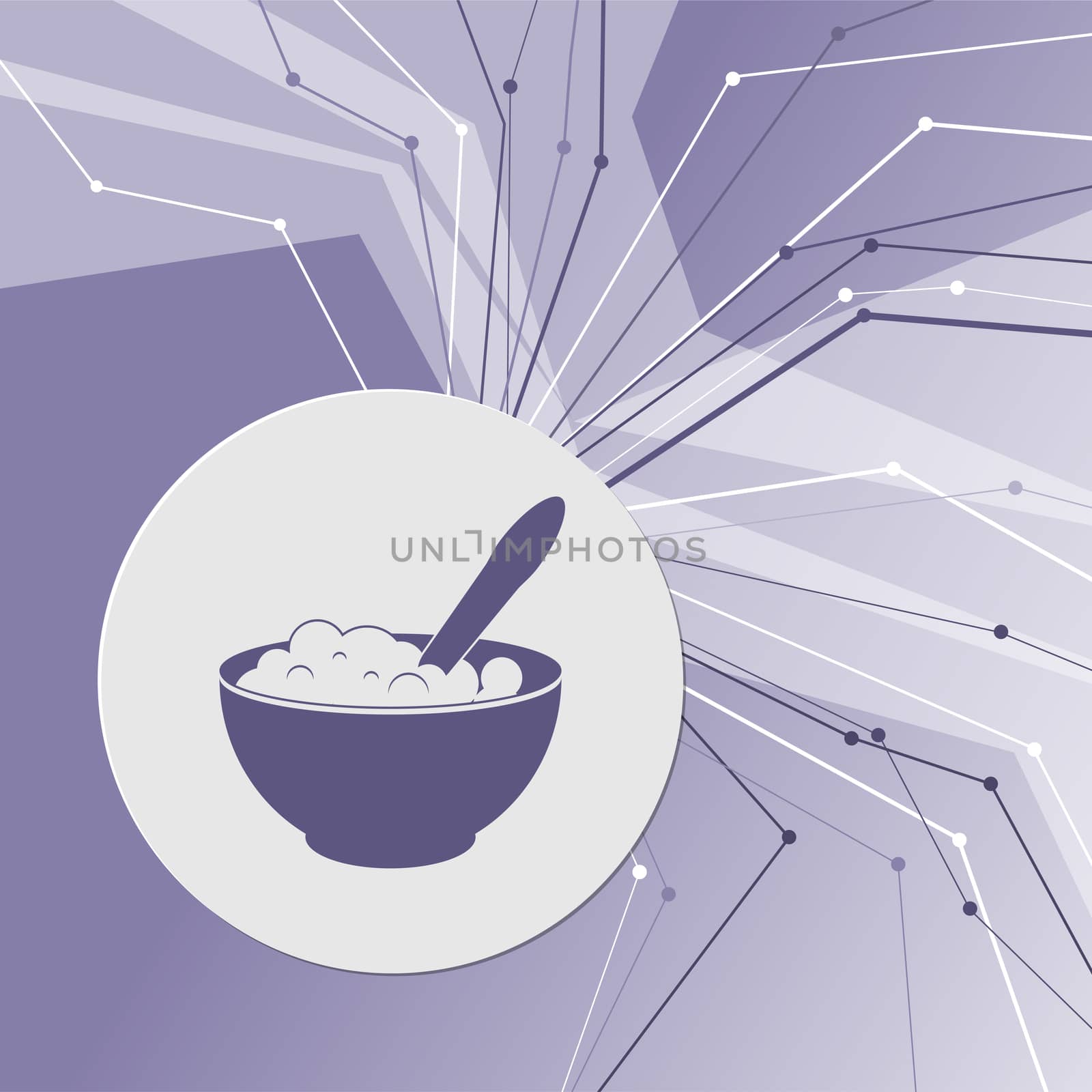 porridge icon on purple abstract modern background. The lines in all directions. With room for your advertising. illustration