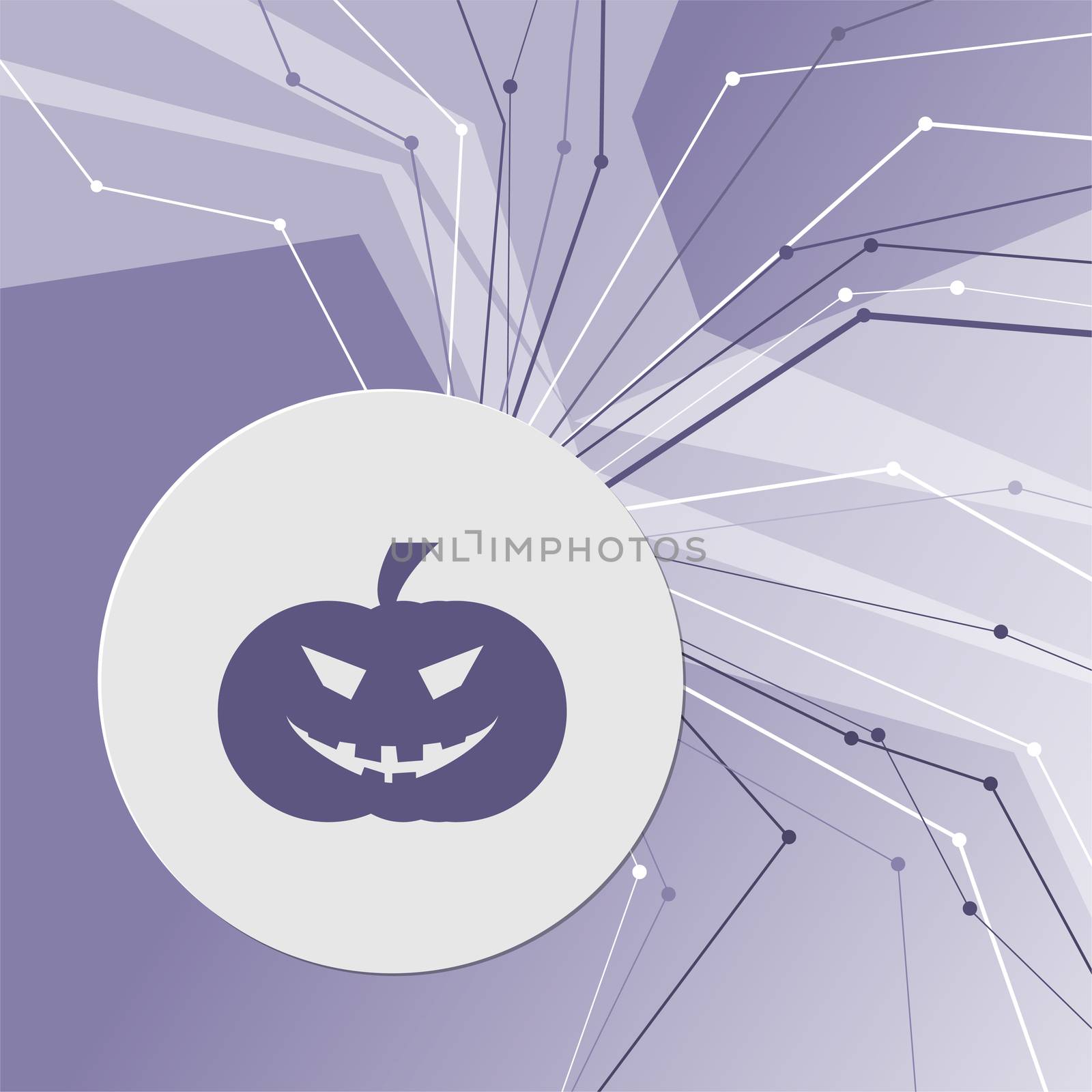 halloween pumpkin icon on purple abstract modern background. The lines in all directions. With room for your advertising. illustration