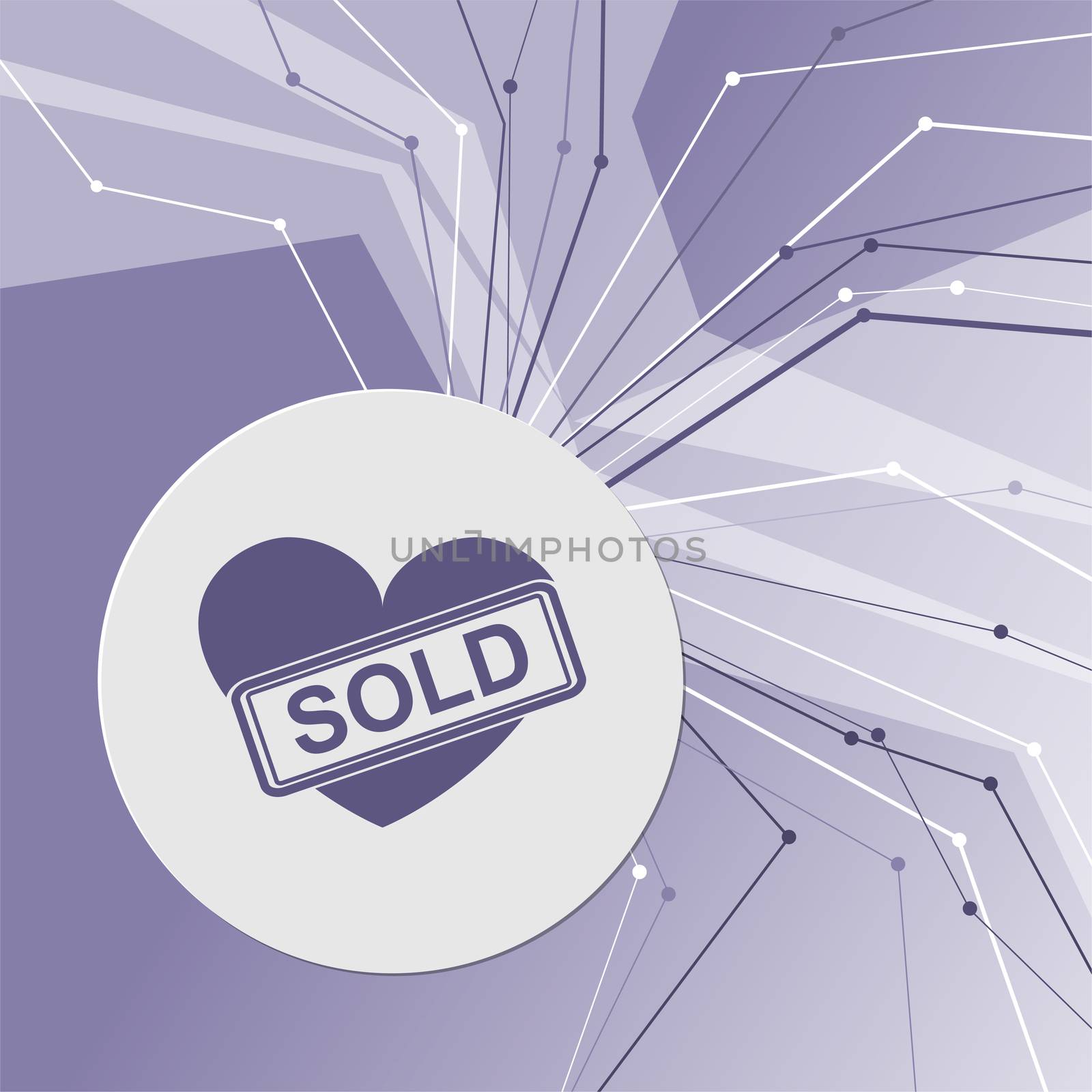 Heart icon on purple abstract modern background. The lines in all directions. With room for your advertising. illustration