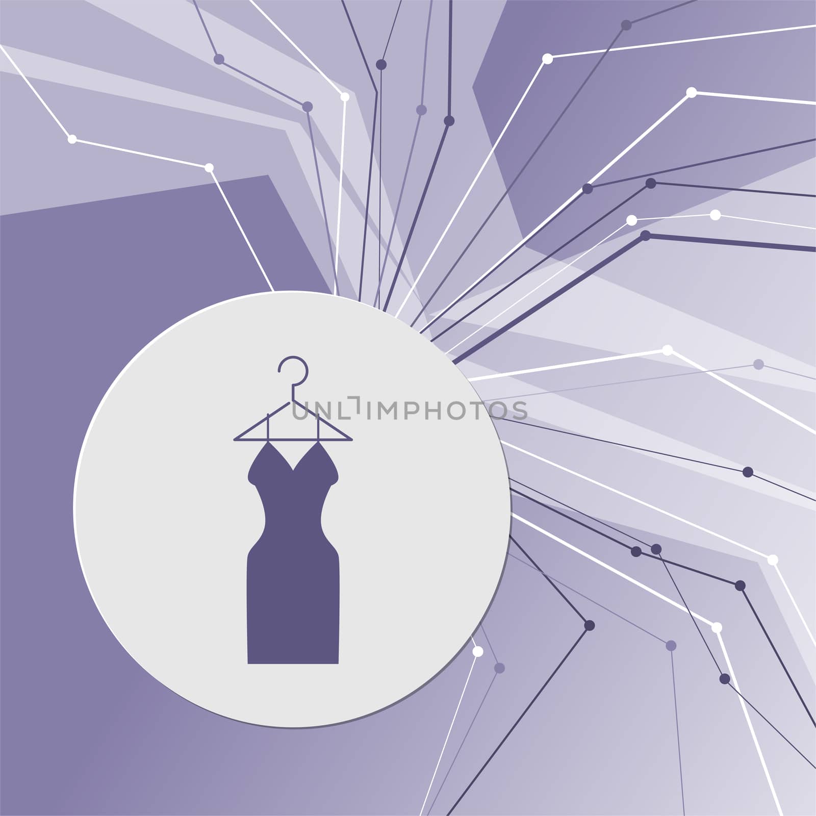 Dress Icon on purple abstract modern background. The lines in all directions. With room for your advertising. illustration