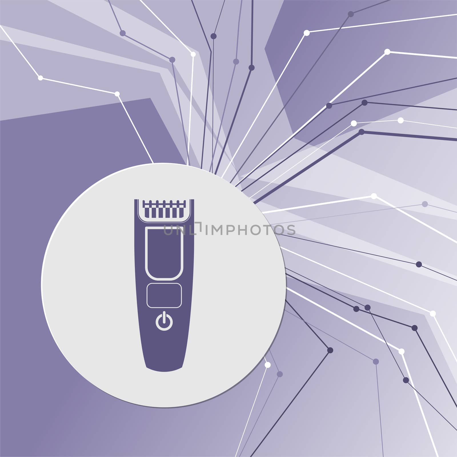 Shaver hairclipper icon on purple abstract modern background. The lines in all directions. With room for your advertising.  by Adamchuk