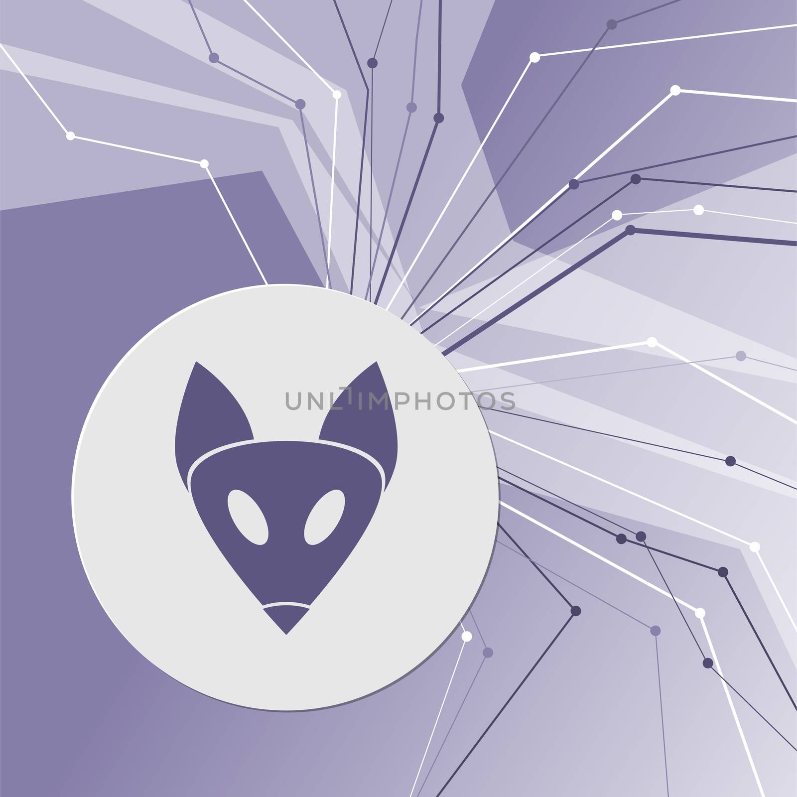 Fox icon on purple abstract modern background. The lines in all directions. With room for your advertising.  by Adamchuk