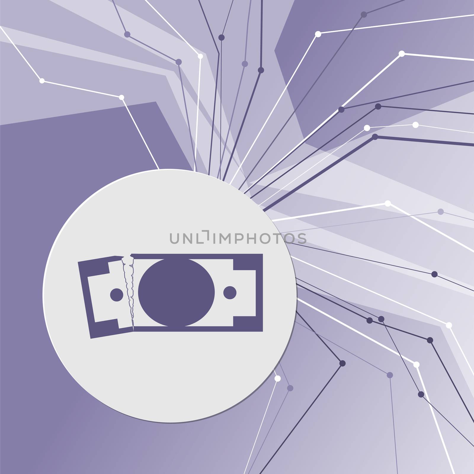 dollar icon on purple abstract modern background. The lines in all directions. With room for your advertising. illustration