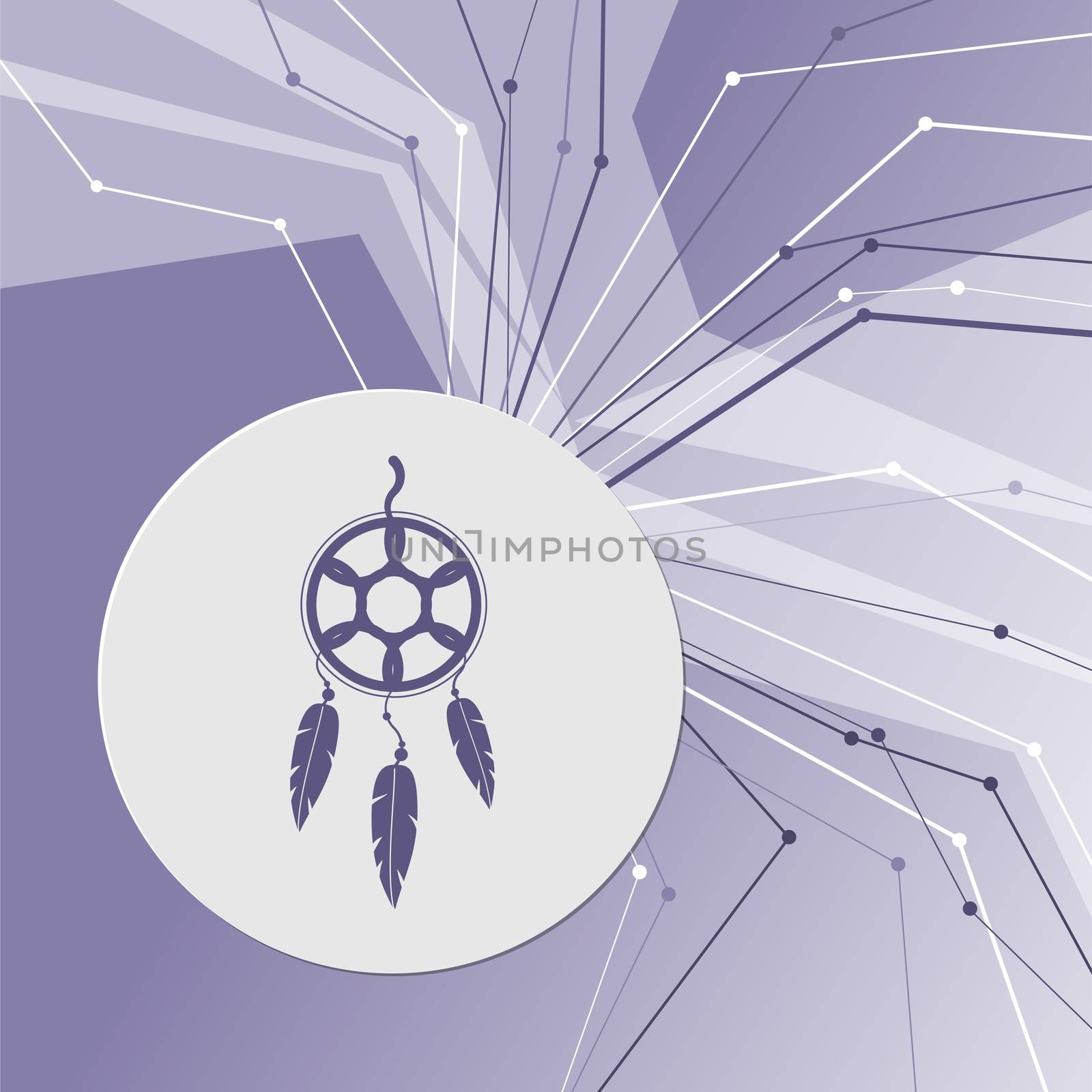 Dreamcatcher icon on purple abstract modern background. The lines in all directions. With room for your advertising.  by Adamchuk