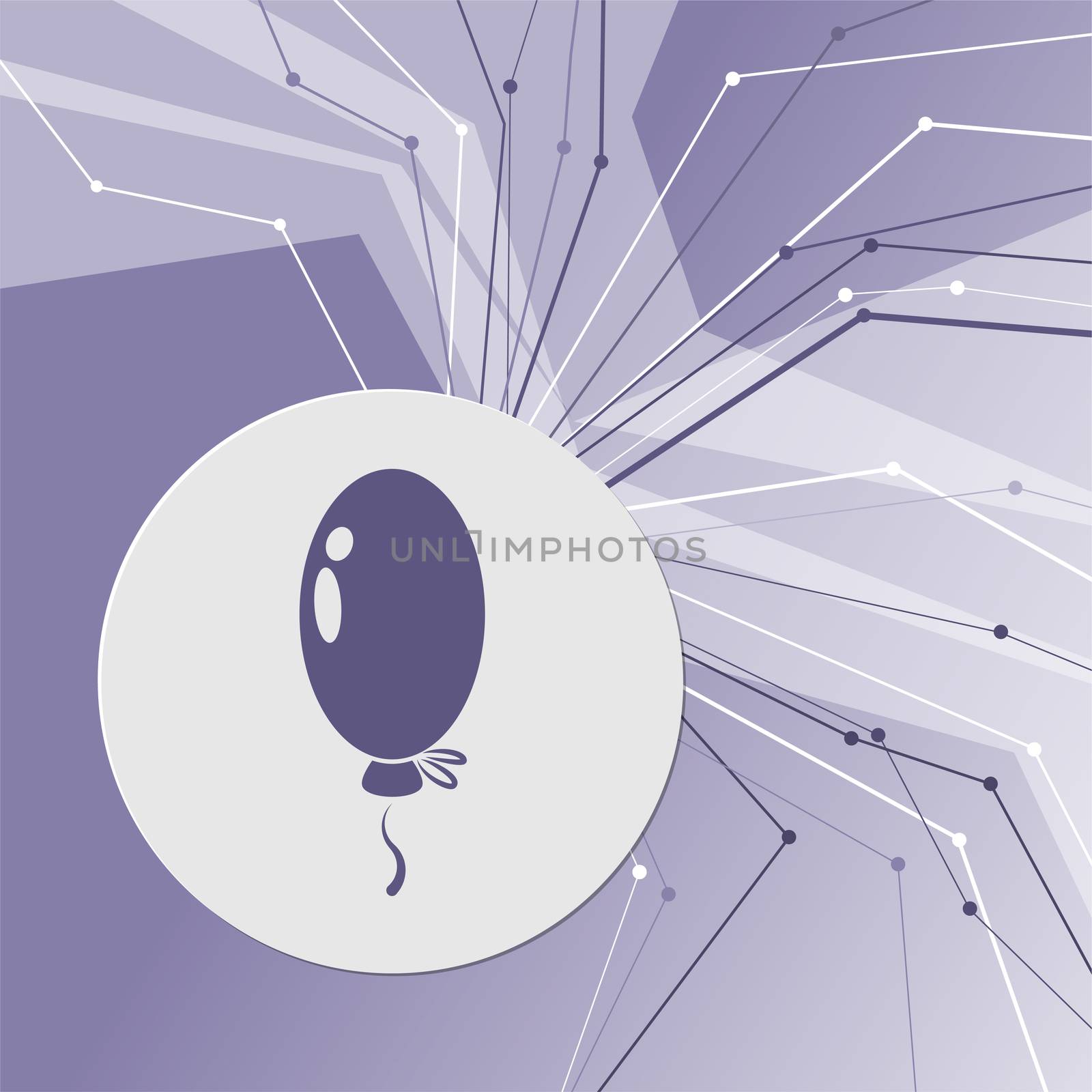 balloon Icon on purple abstract modern background. The lines in all directions. With room for your advertising. illustration