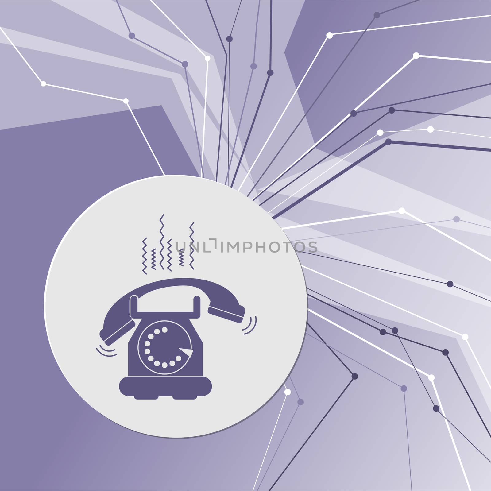 Phone Icon on purple abstract modern background. The lines in all directions. With room for your advertising. illustration